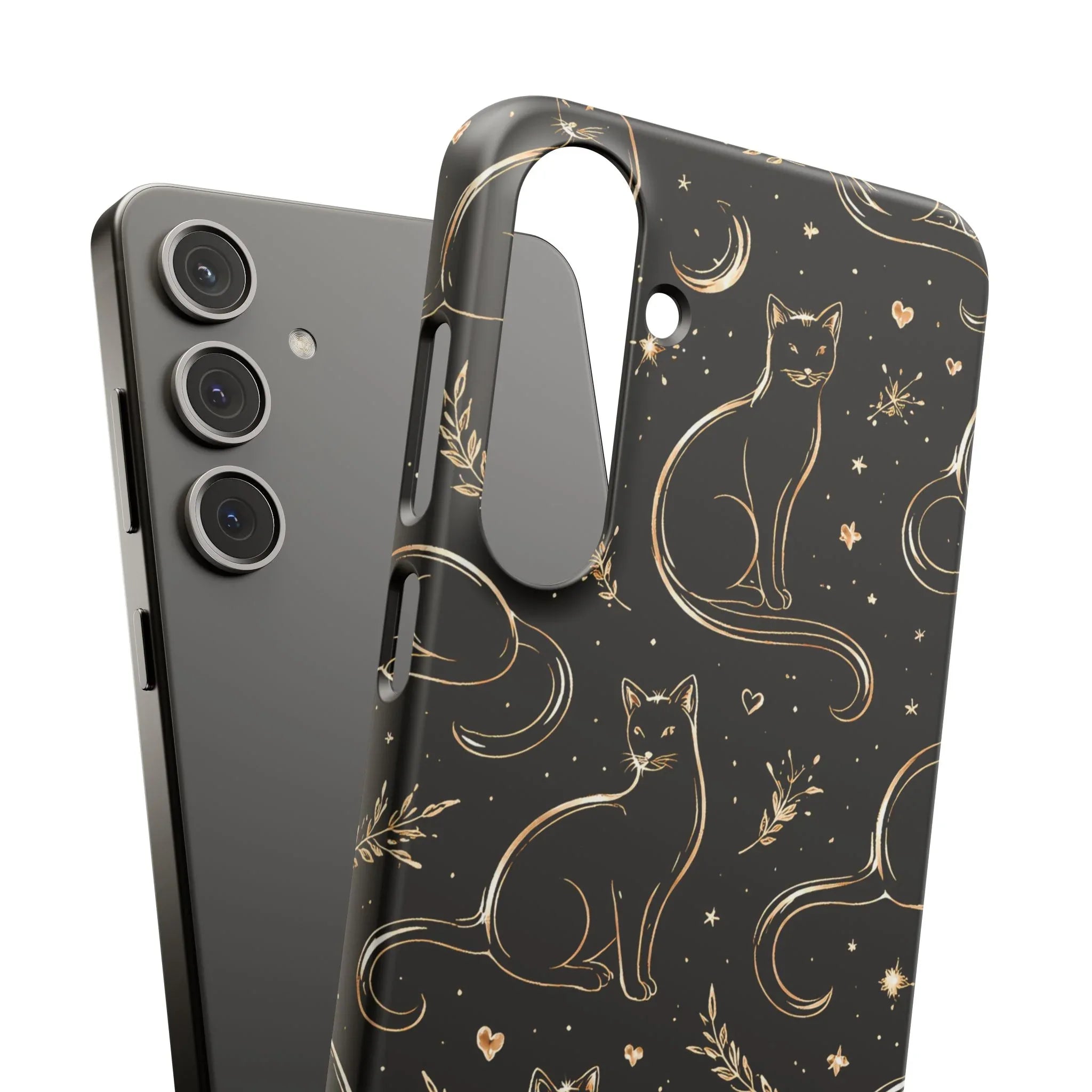 Golden Cat Pattern Phone Case for iPhone 11–17 & Galaxy S21–S25 - KARARMDESIGN