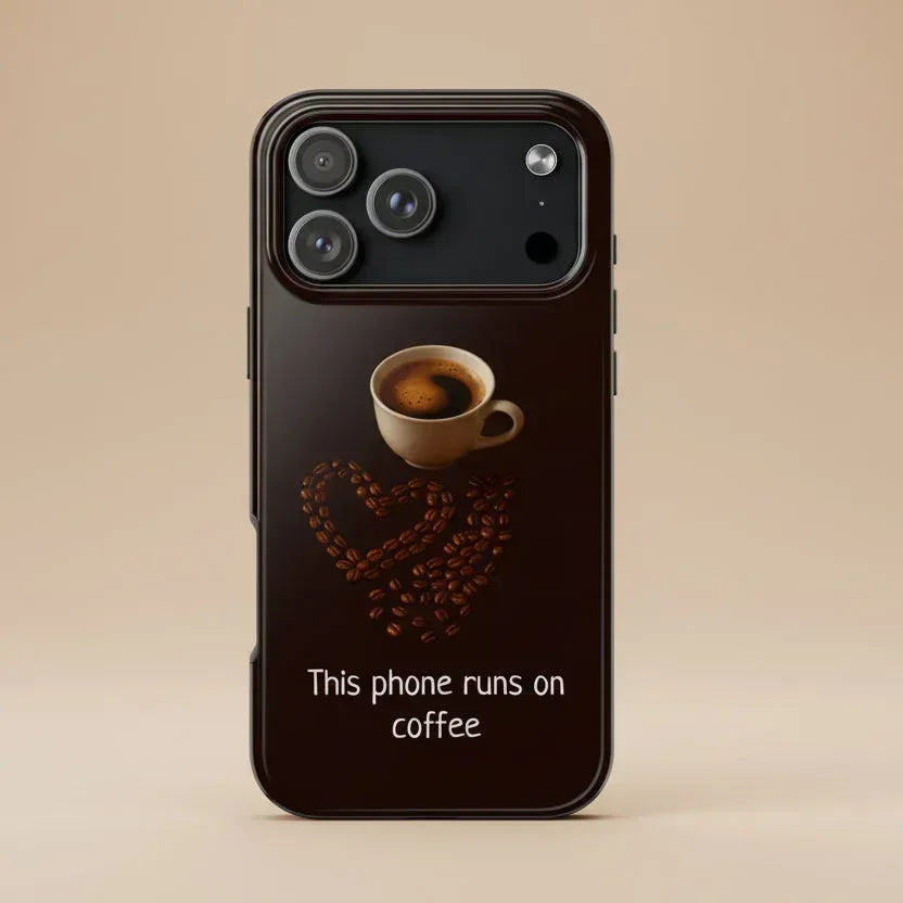 This Phone Runs On Coffee Quote Phone Case for iPhone and Galaxy - KARARMDESIGN