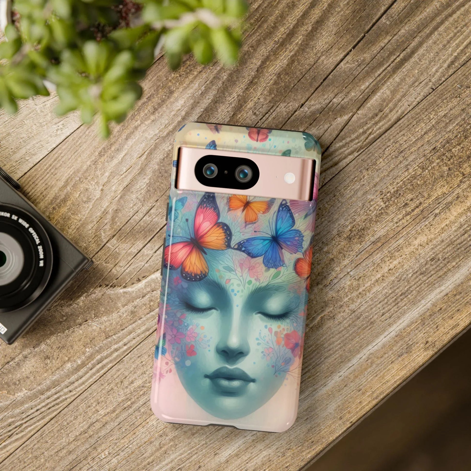 Butterfly Bloom Dreamy Woman Phone Case for Galaxy and Pixel - KARARMDESIGN