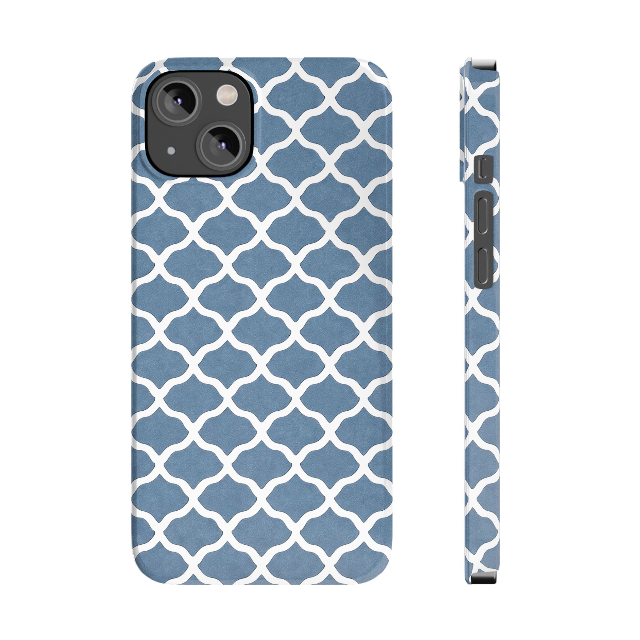 Azure Lattice Pattern Phone Case Slim Phone Cases for iPhone 11-17