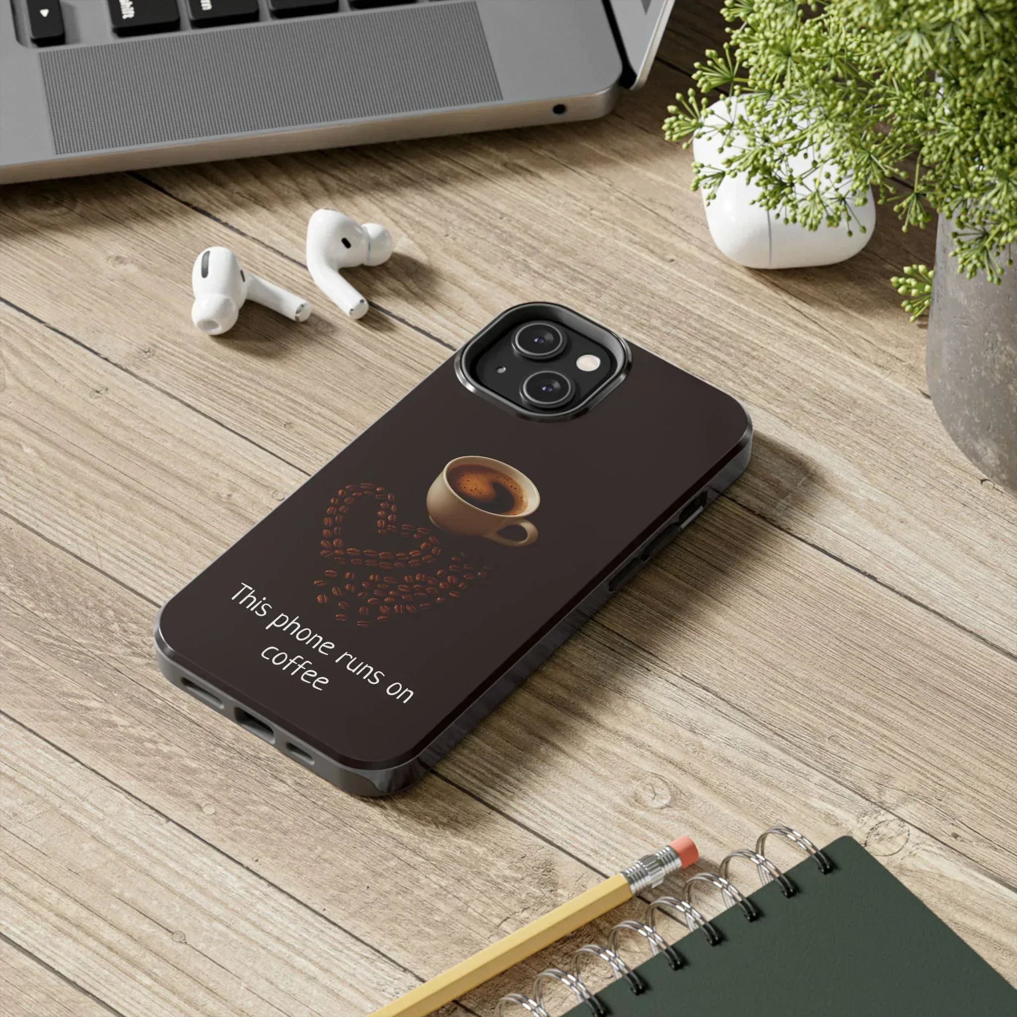 This Phone Runs On Coffee Quote Phone Case for iPhone and Galaxy - KARARMDESIGN