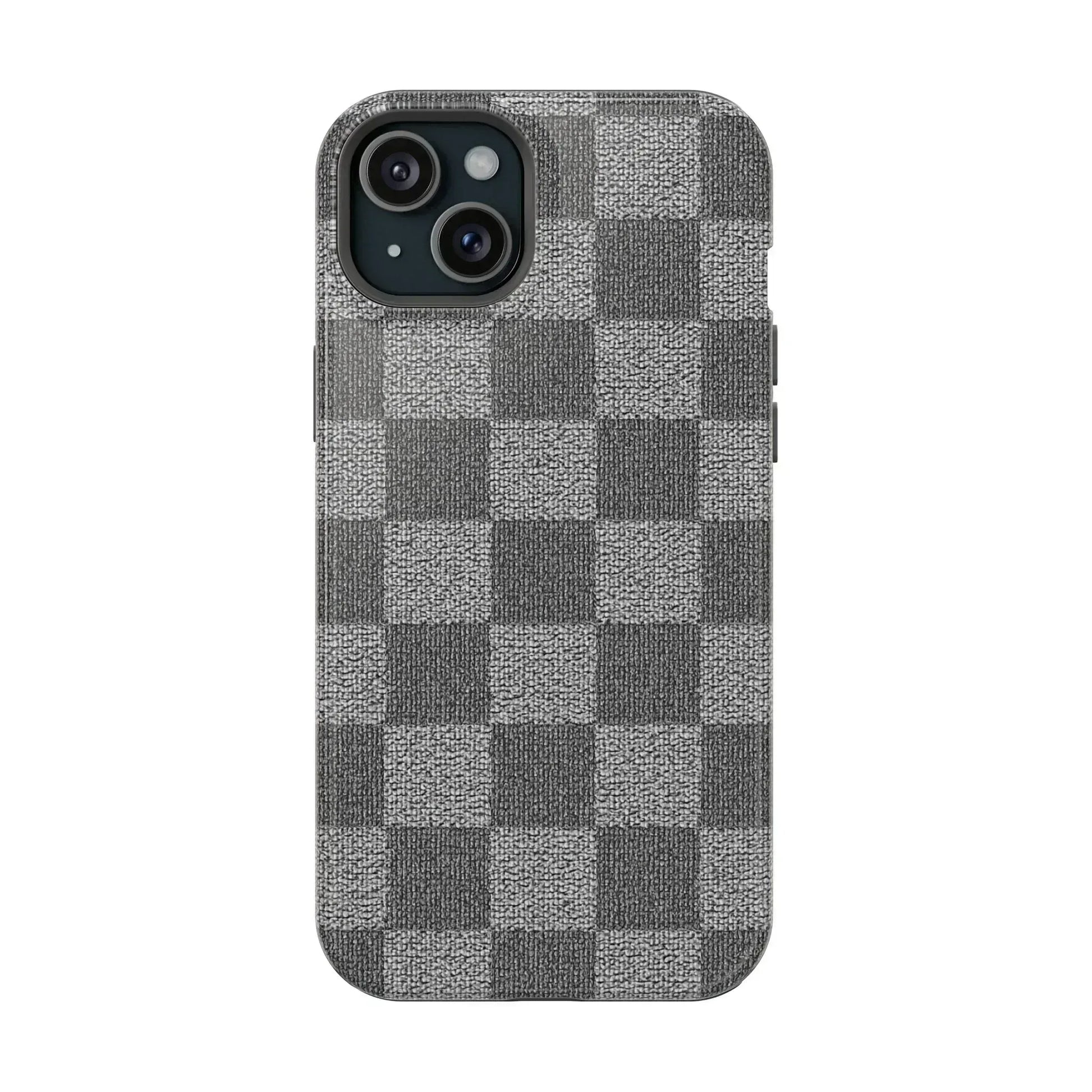 Gray Checkered Phone Case for iPhone 12-16 and Galaxy S21-S22 - KARARMDESIGN