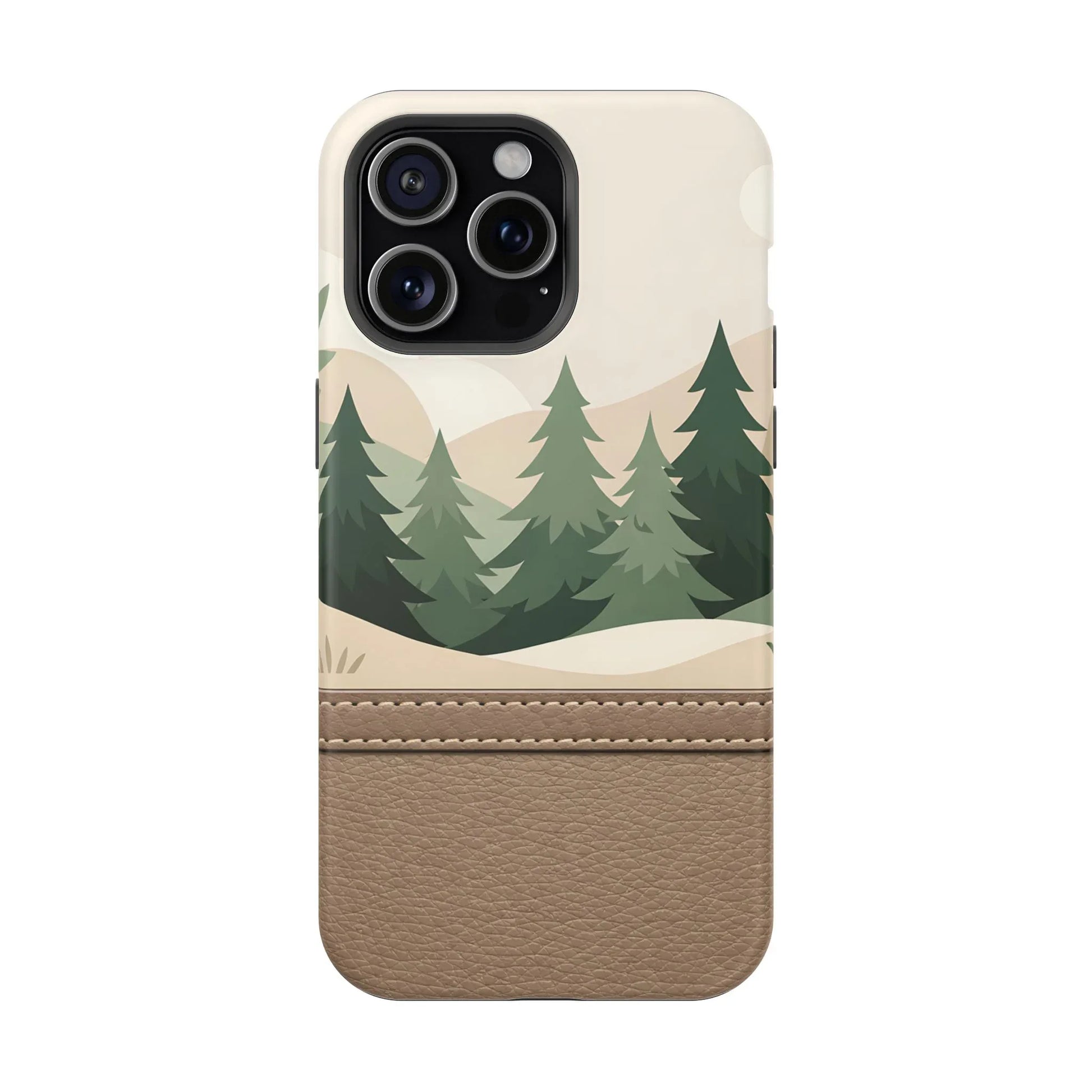 Forest Leather Phone Case for iPhone 11-17 and Galaxy S21-S25 - KARARMDESIGN