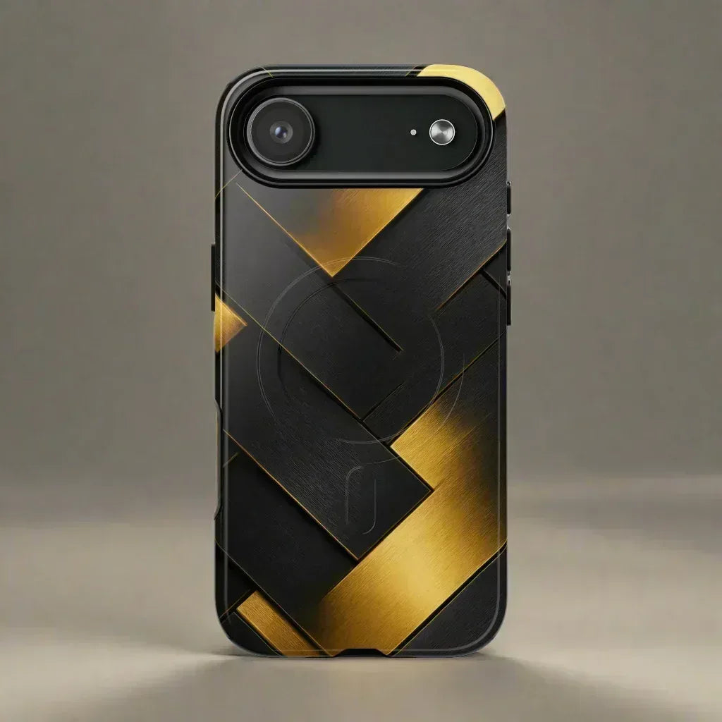 Golden Grid Phone Case for iPhone 17 Air, Pro, Pro Max - KARARMDESIGN