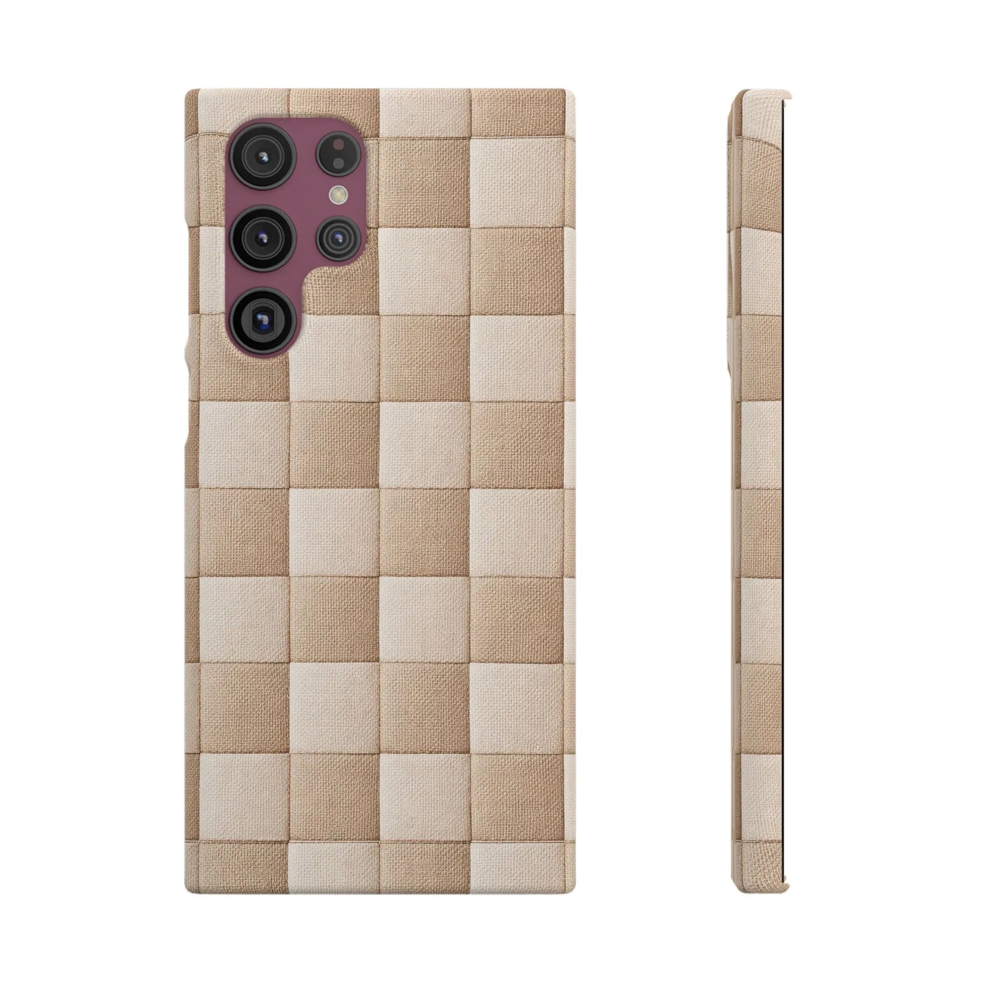Beige Woven Phone Case for iPhone 11-17 and Galaxy S20-S25 - KARARMDESIGN