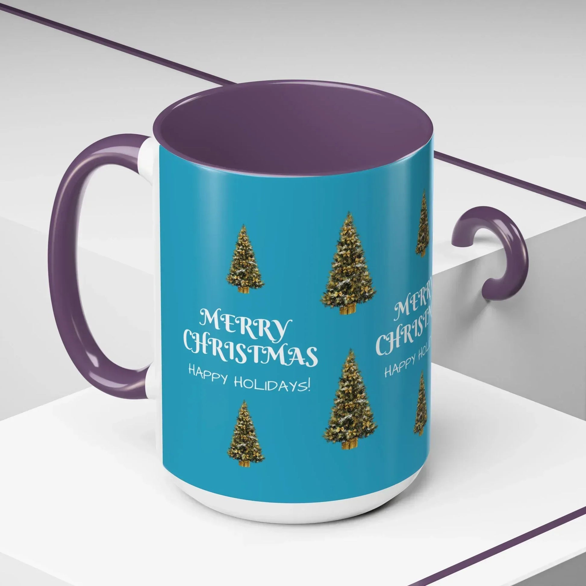 Merry Christmas and Happy Holidays Mug - Accent Coffee Mug (11, 15oz) - KARARMDESIGN
