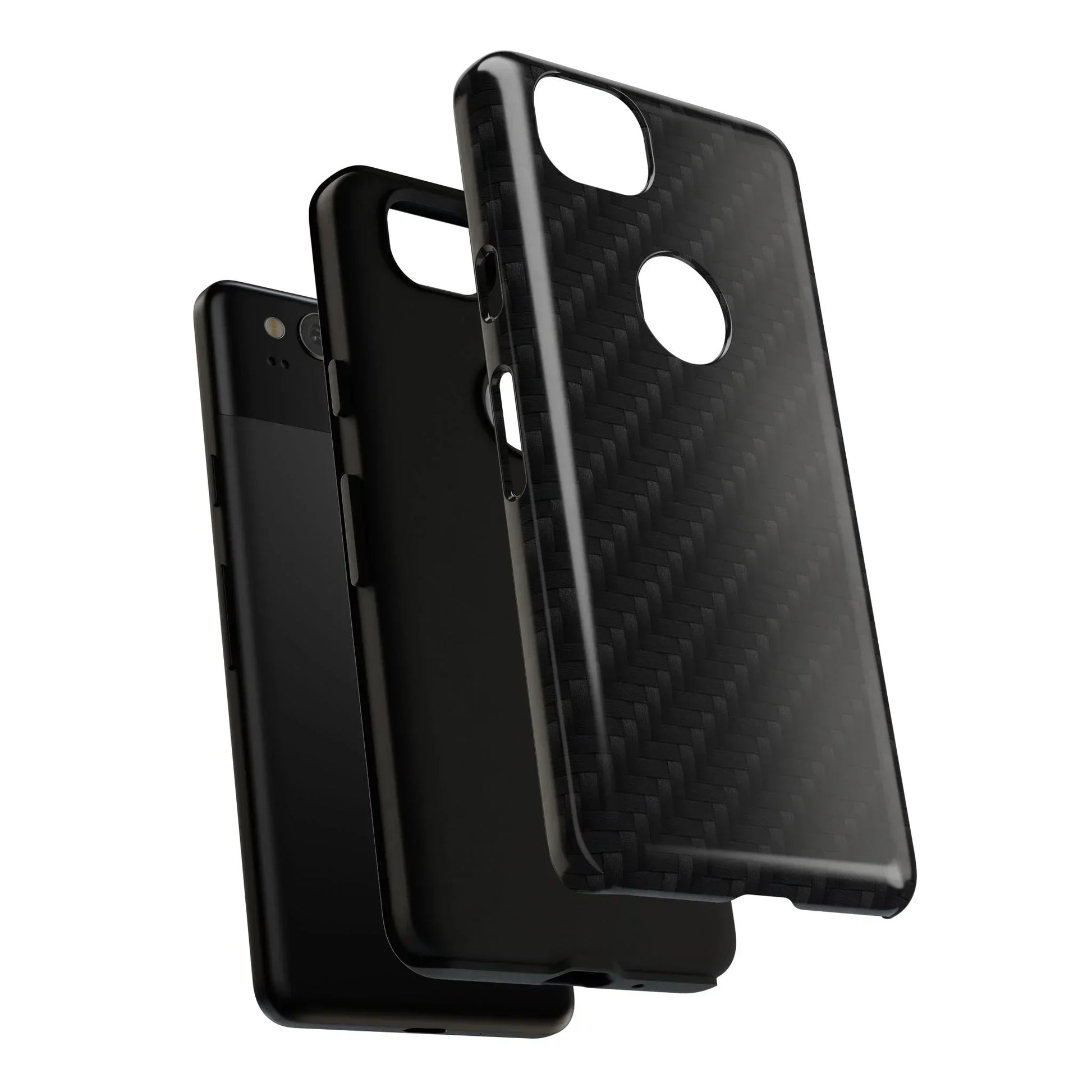 Black Carbon Phone Case Tough Case for iPhone 8-16 and Google Pixel up to 9 Models - KarArmDesign