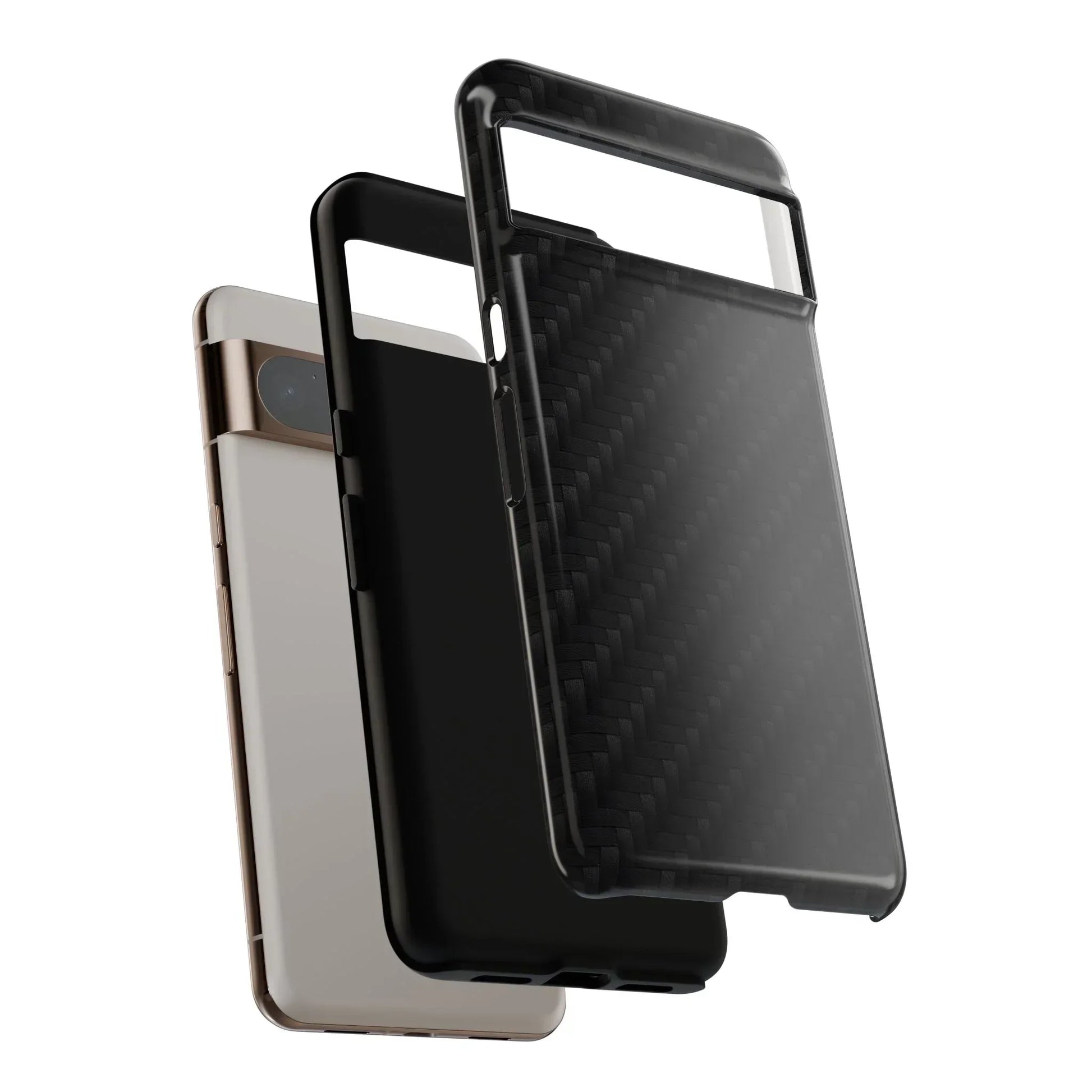 Black Carbon Phone Case Tough Case for iPhone 8-16 and Google Pixel up to 9 Models - KarArmDesign