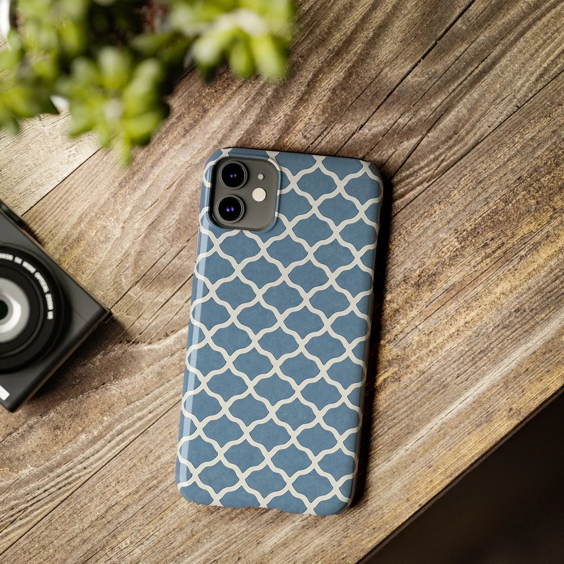 Azure Lattice Pattern Phone Case Slim Phone Cases for iPhone 11-17 - KARARMDESIGN