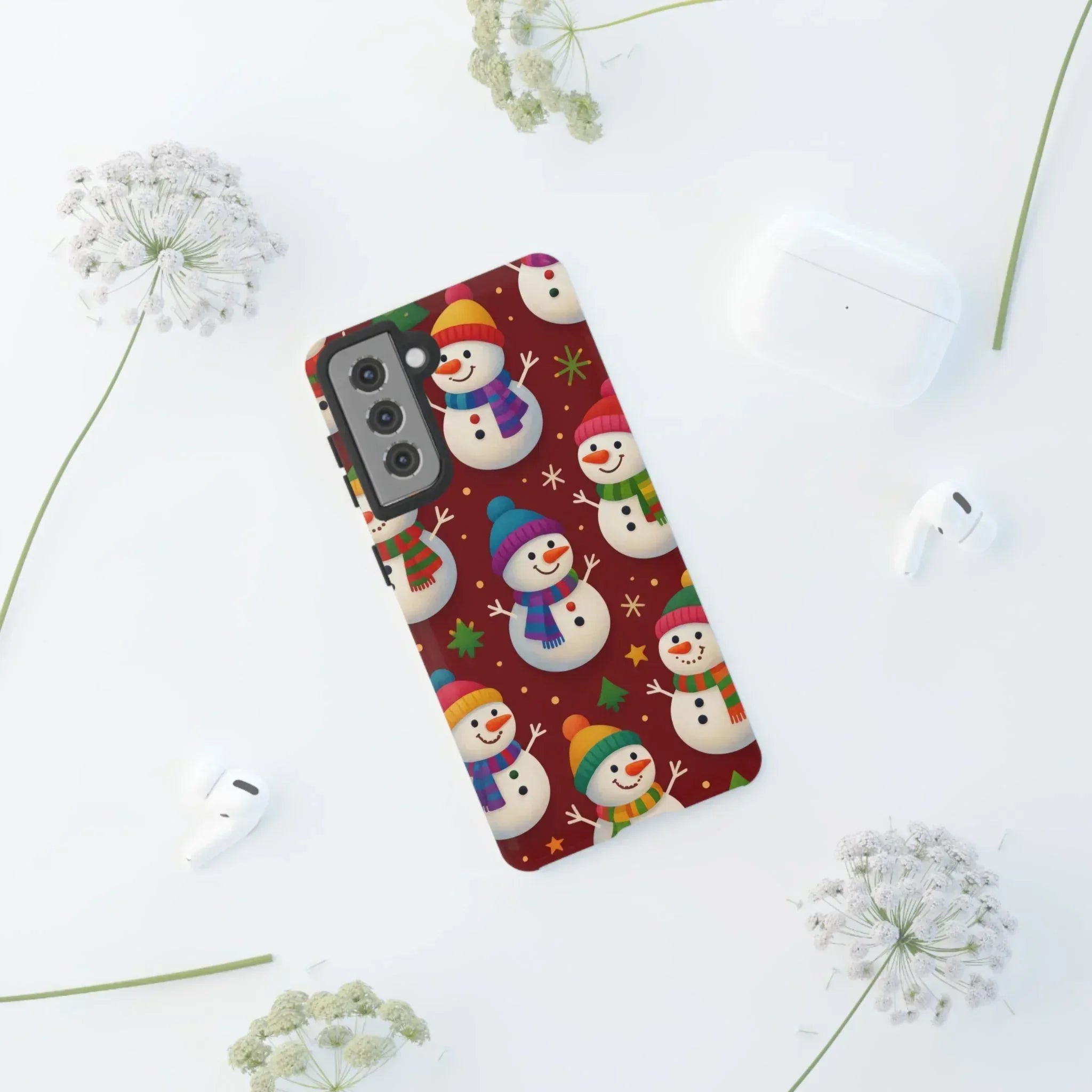 Festive Snowmen Parade Phone Case for iPhone 11–17 and Galaxy S10–S25 - KARARMDESIGN