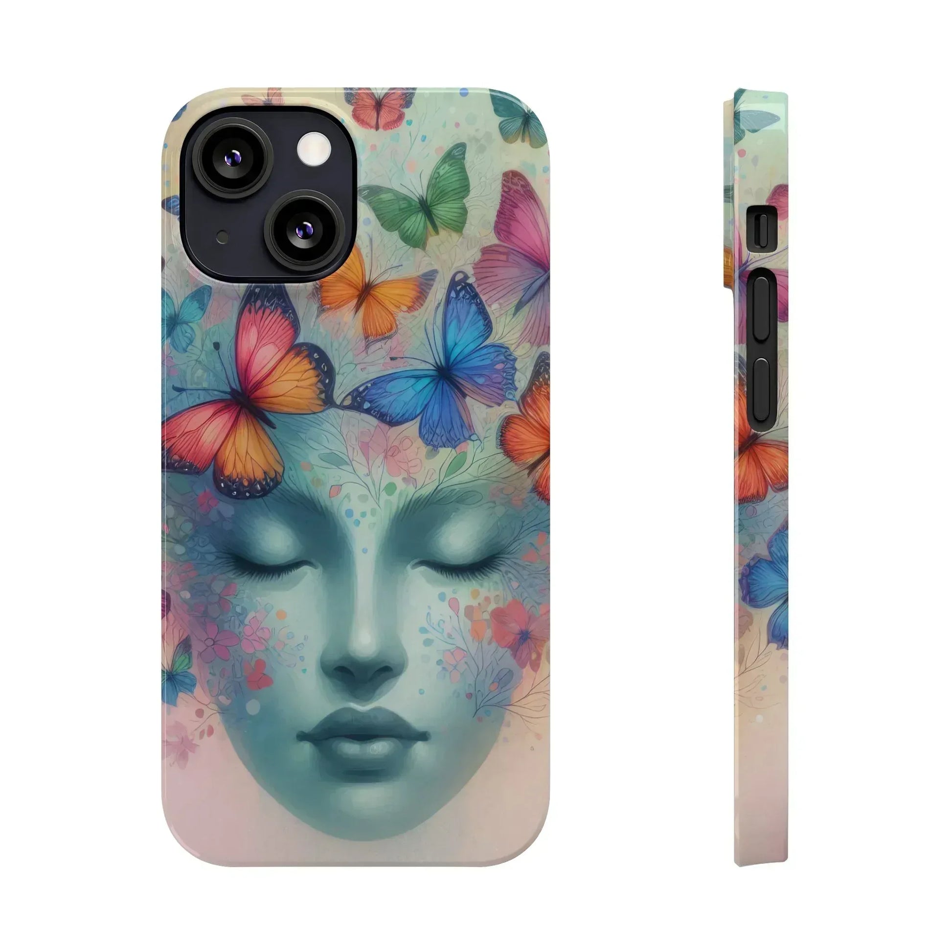 Butterfly Bloom Dreamy Woman Phone Case for iPhone - KARARMDESIGN