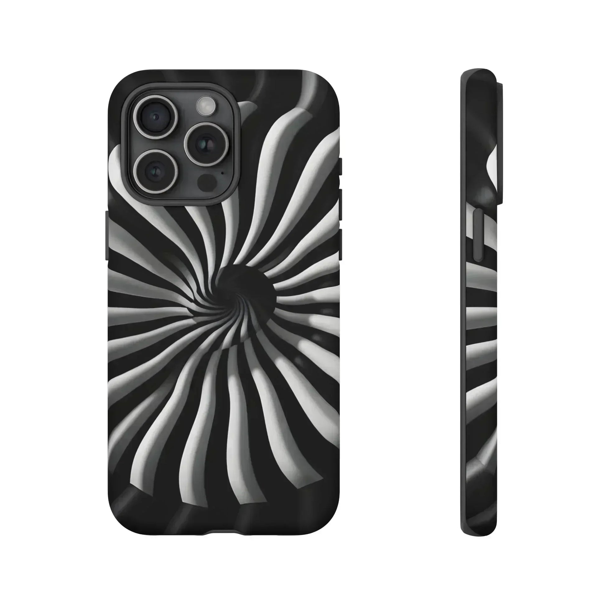 Hypnotic Black and White Spiral Phone Case for iPhone & Galaxy - KARARMDESIGN