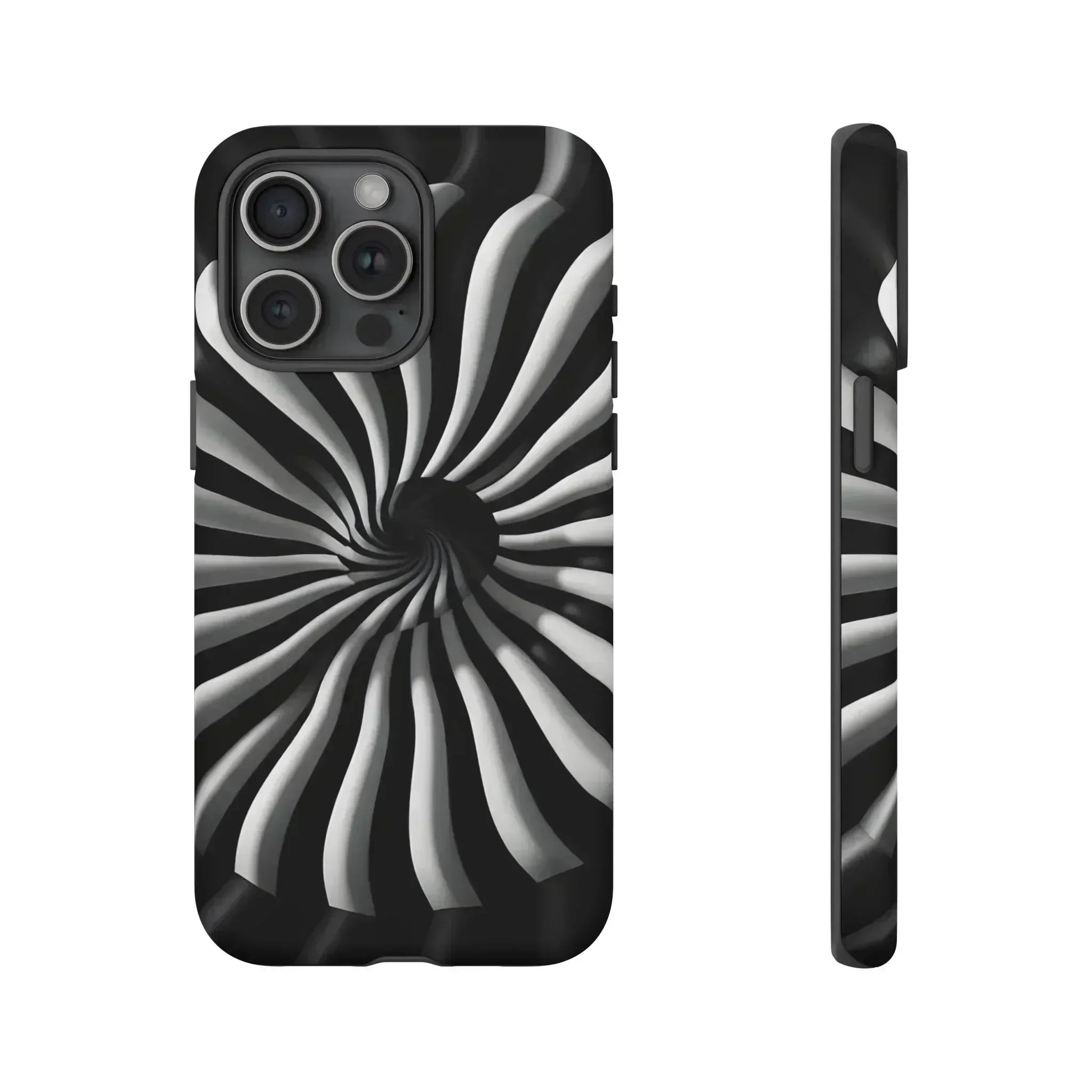 Hypnotic Black and White Spiral Phone Case for iPhone & Galaxy - KARARMDESIGN