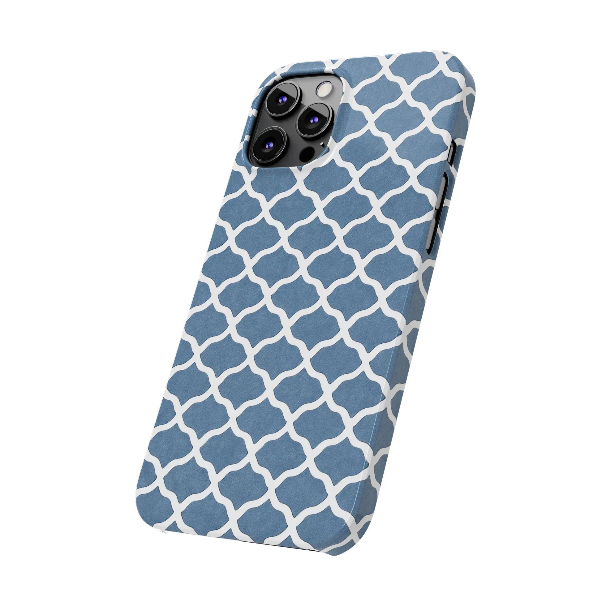 Azure Lattice Pattern Phone Case Slim Phone Cases for iPhone 11-17 - KARARMDESIGN