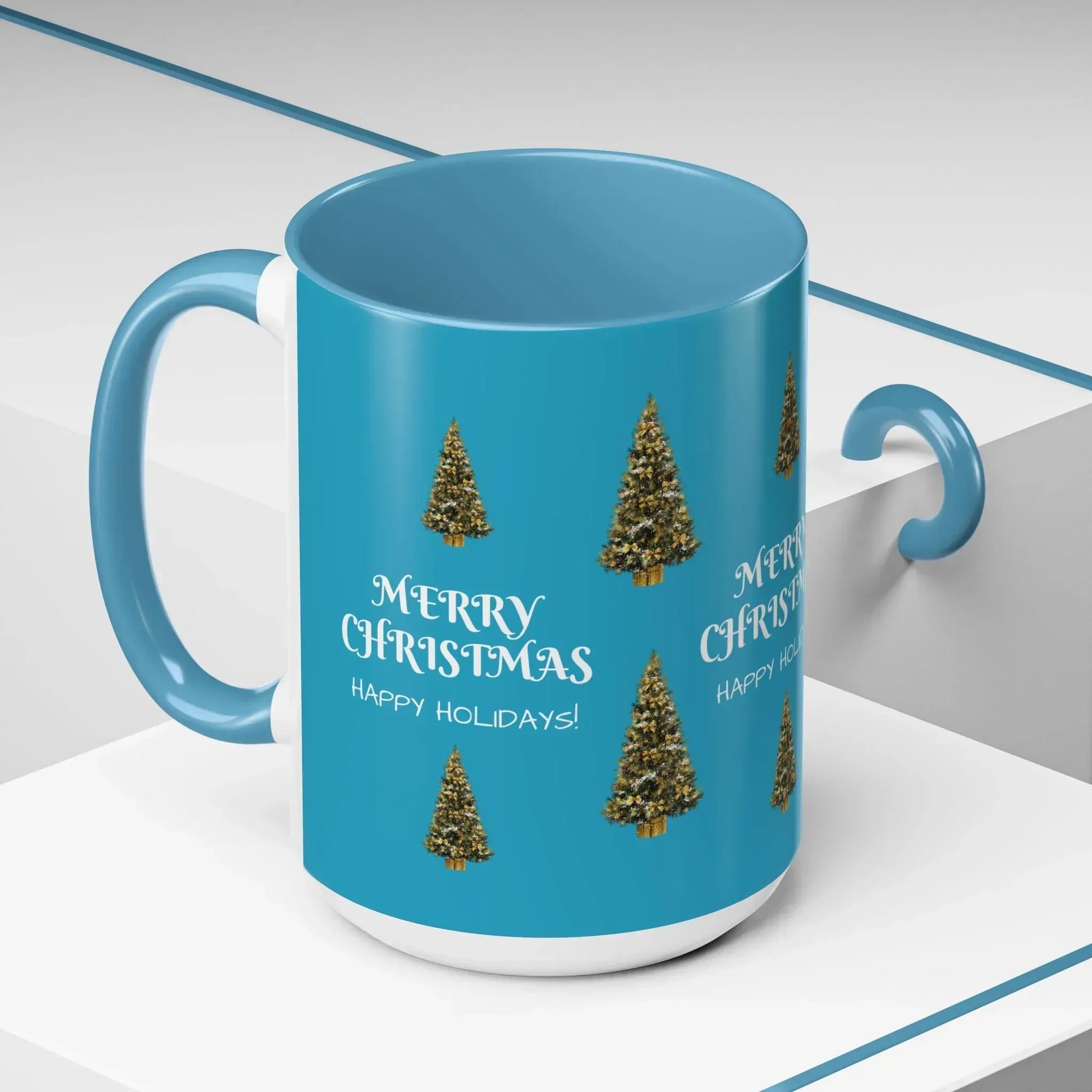 Merry Christmas and Happy Holidays Mug - Accent Coffee Mug (11, 15oz) - KARARMDESIGN