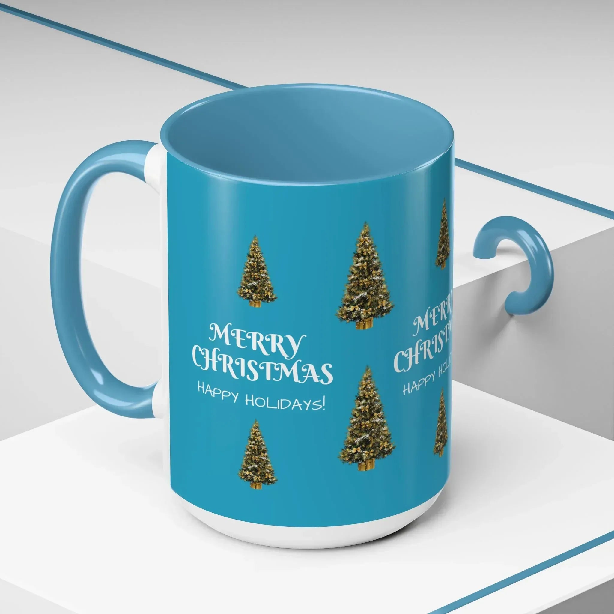 Merry Christmas and Happy Holidays Mug - Accent Coffee Mug (11, 15oz) - KARARMDESIGN