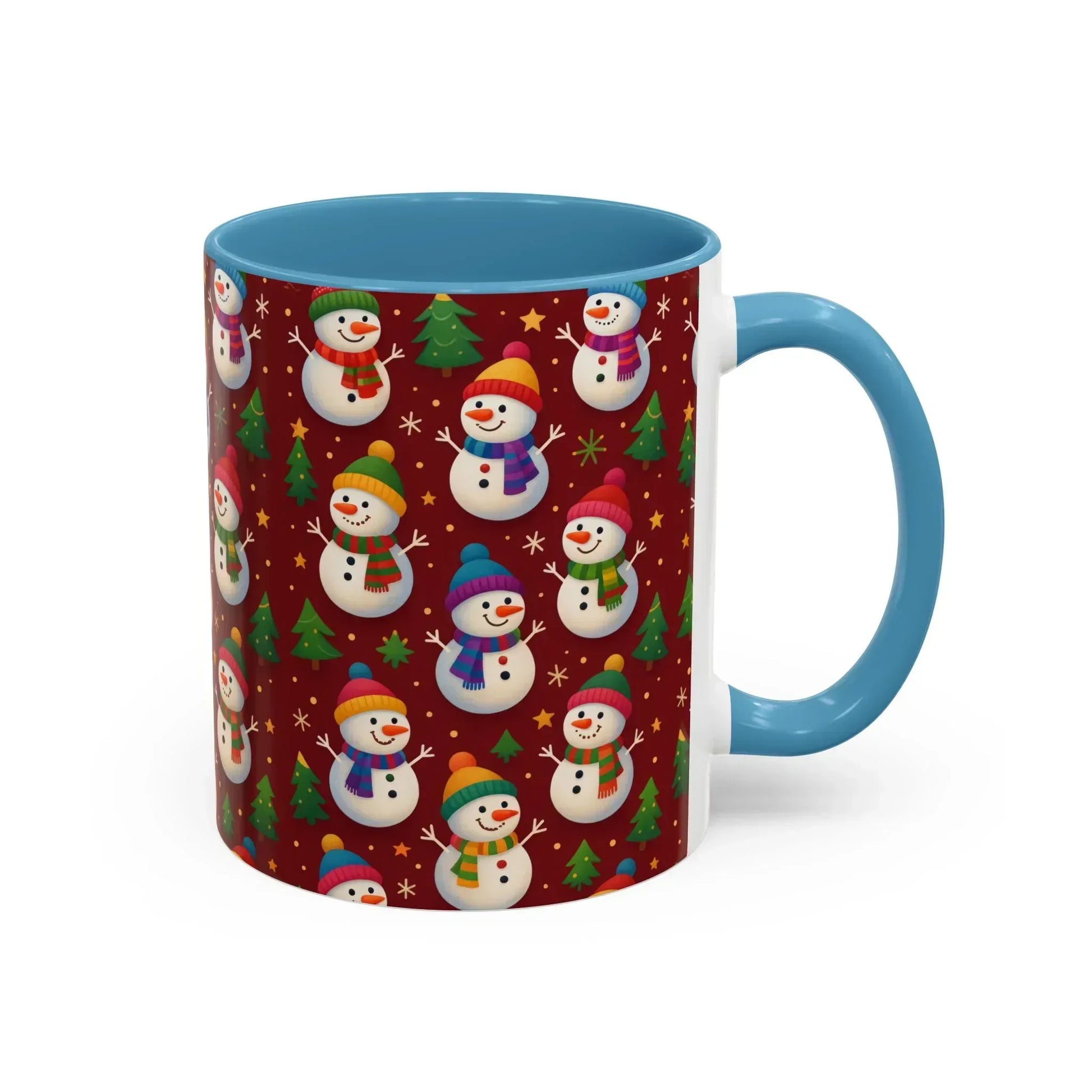 Festive Snowman Parade Accent Coffee Mug (11oz) - KARARMDESIGN