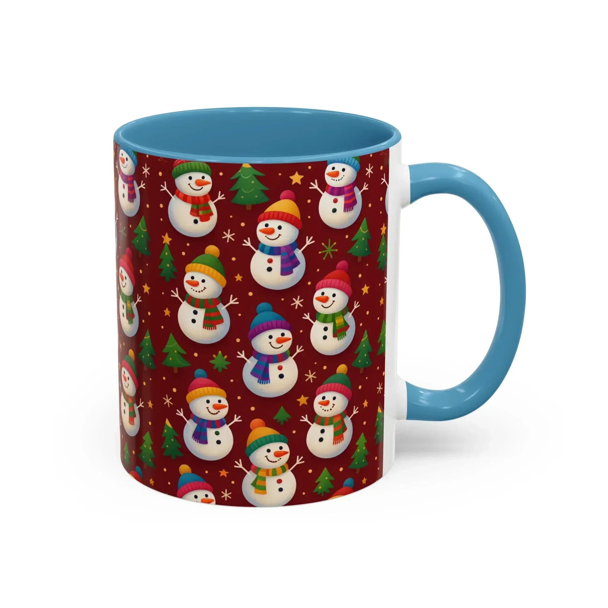 Festive Snowman Parade Accent Coffee Mug (11oz) - KARARMDESIGN