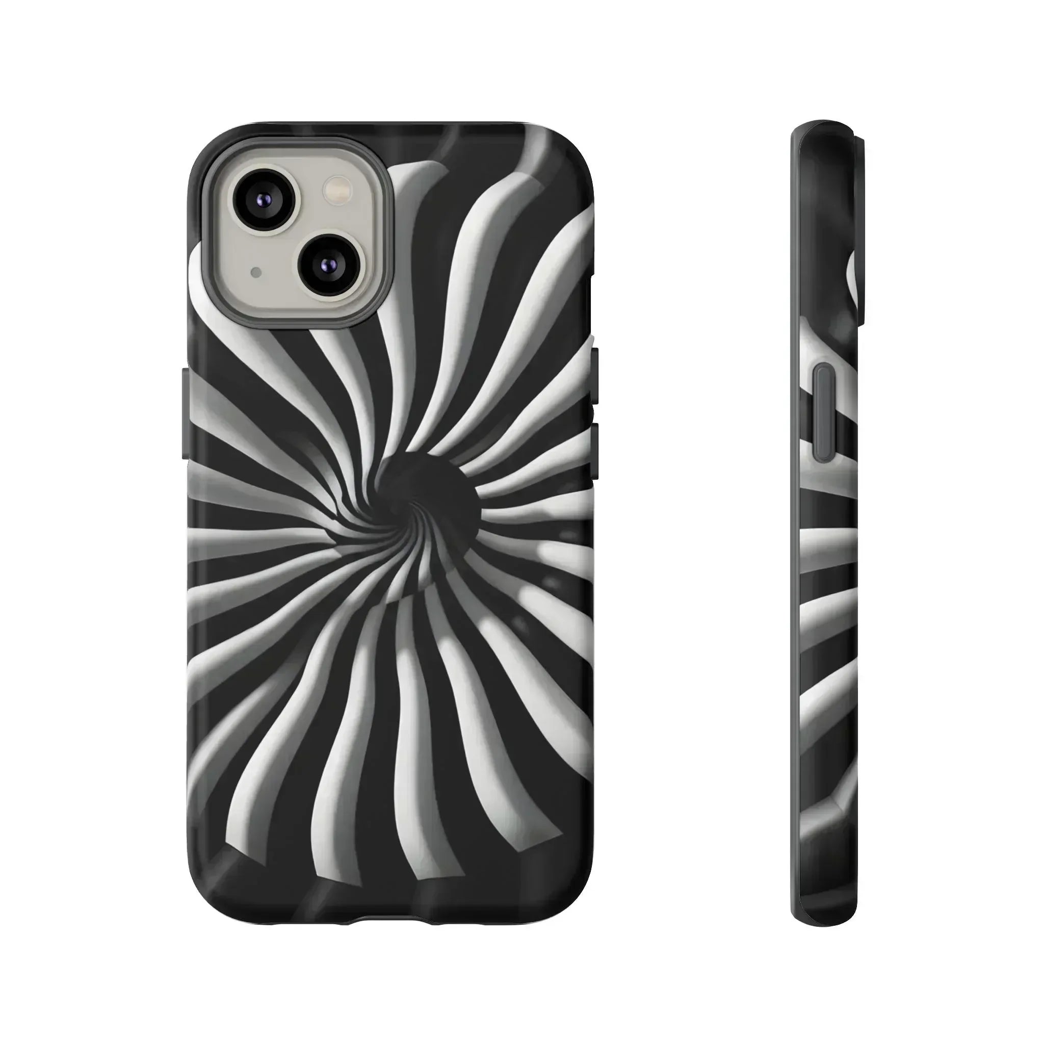 Hypnotic Black and White Spiral Phone Case for iPhone & Galaxy - KARARMDESIGN