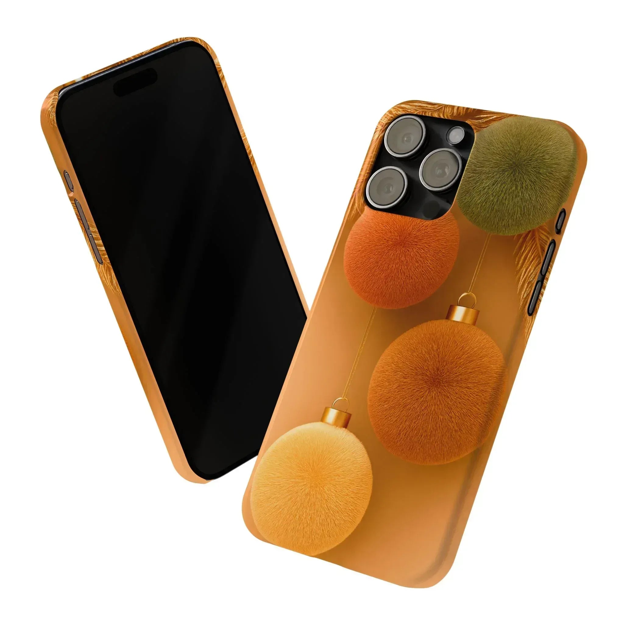 Golden Fuzz Ornaments Phone Case for iPhone 11-17 - KARARMDESIGN