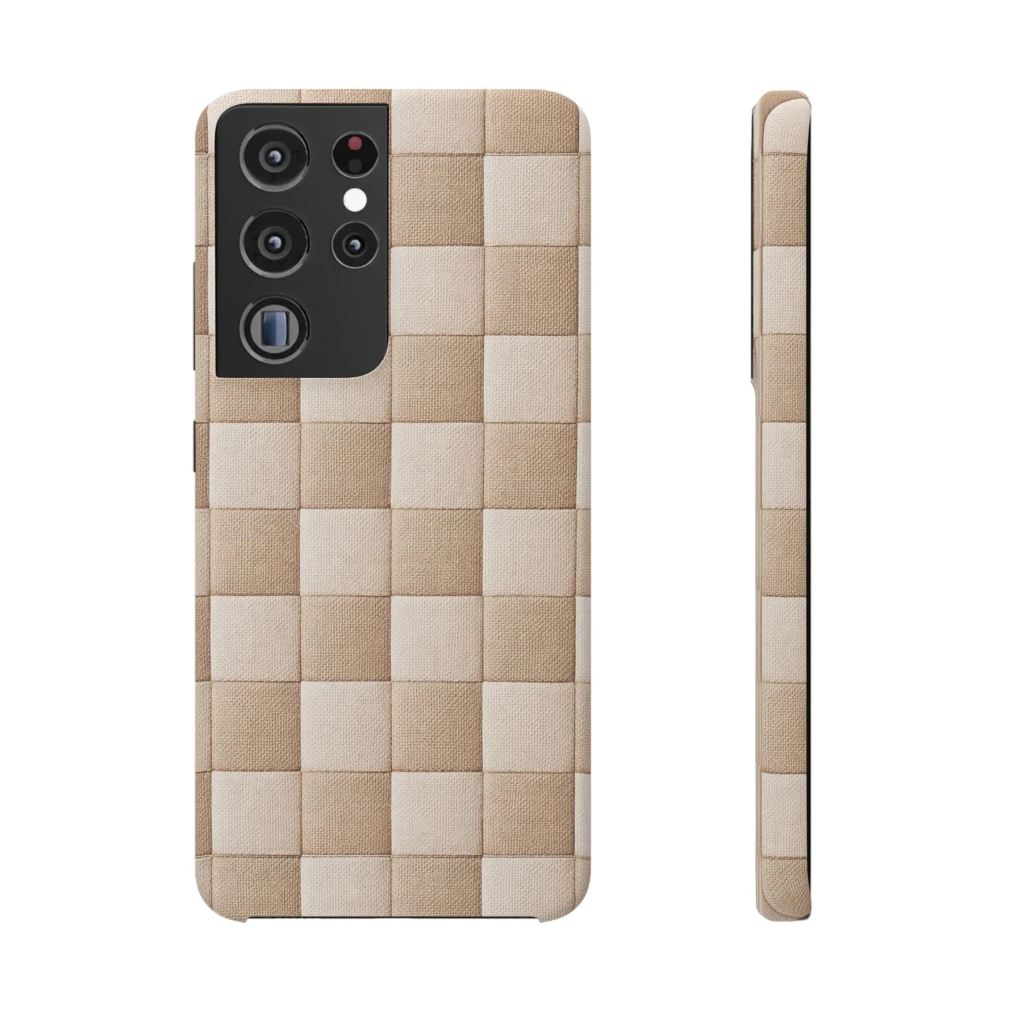 Beige Woven Phone Case for iPhone 11-17 and Galaxy S20-S25 - KARARMDESIGN