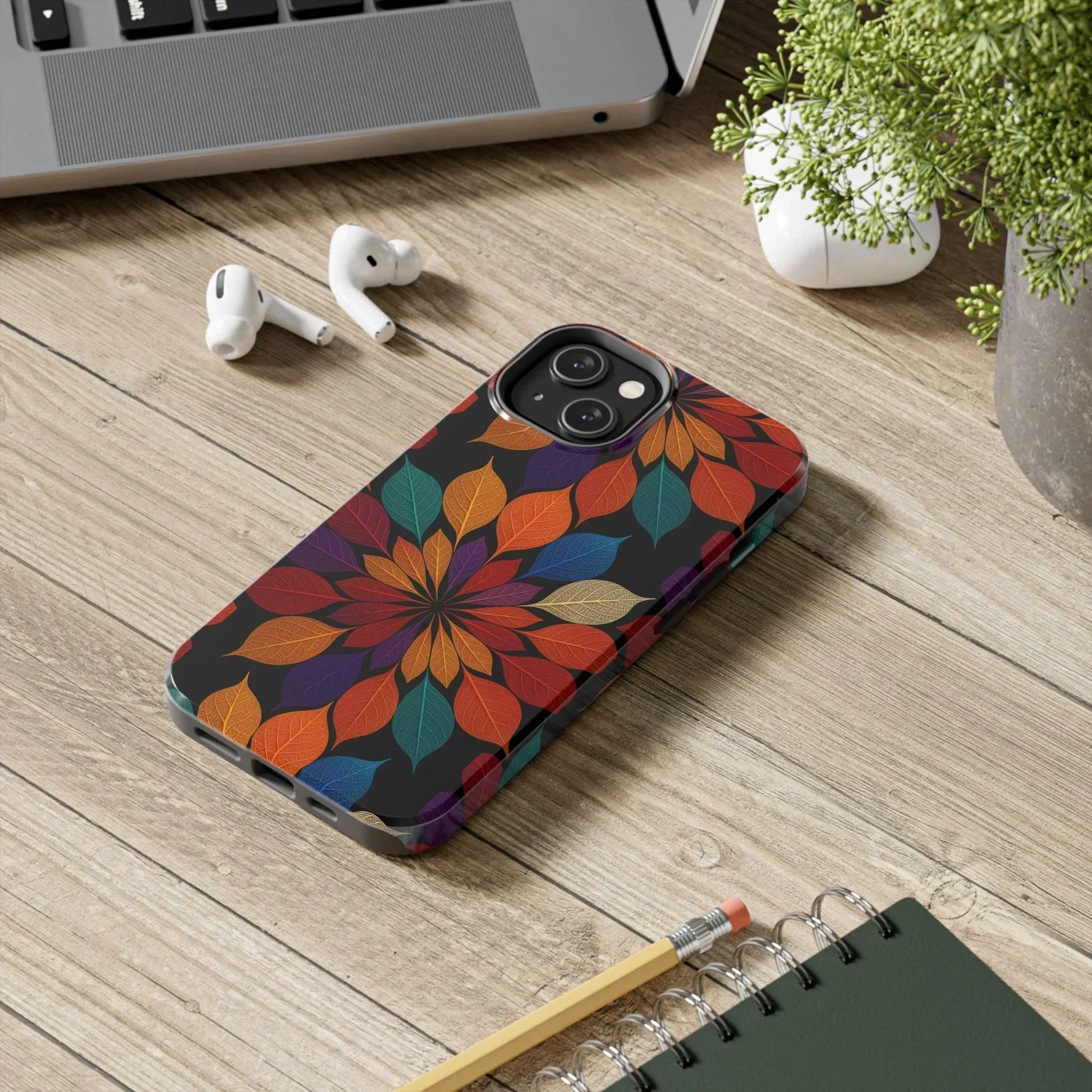 Leaf Mandala Phone Case for iPhone 7-16 and Samsung Galaxy S21-S24 Models - KarArmDesign