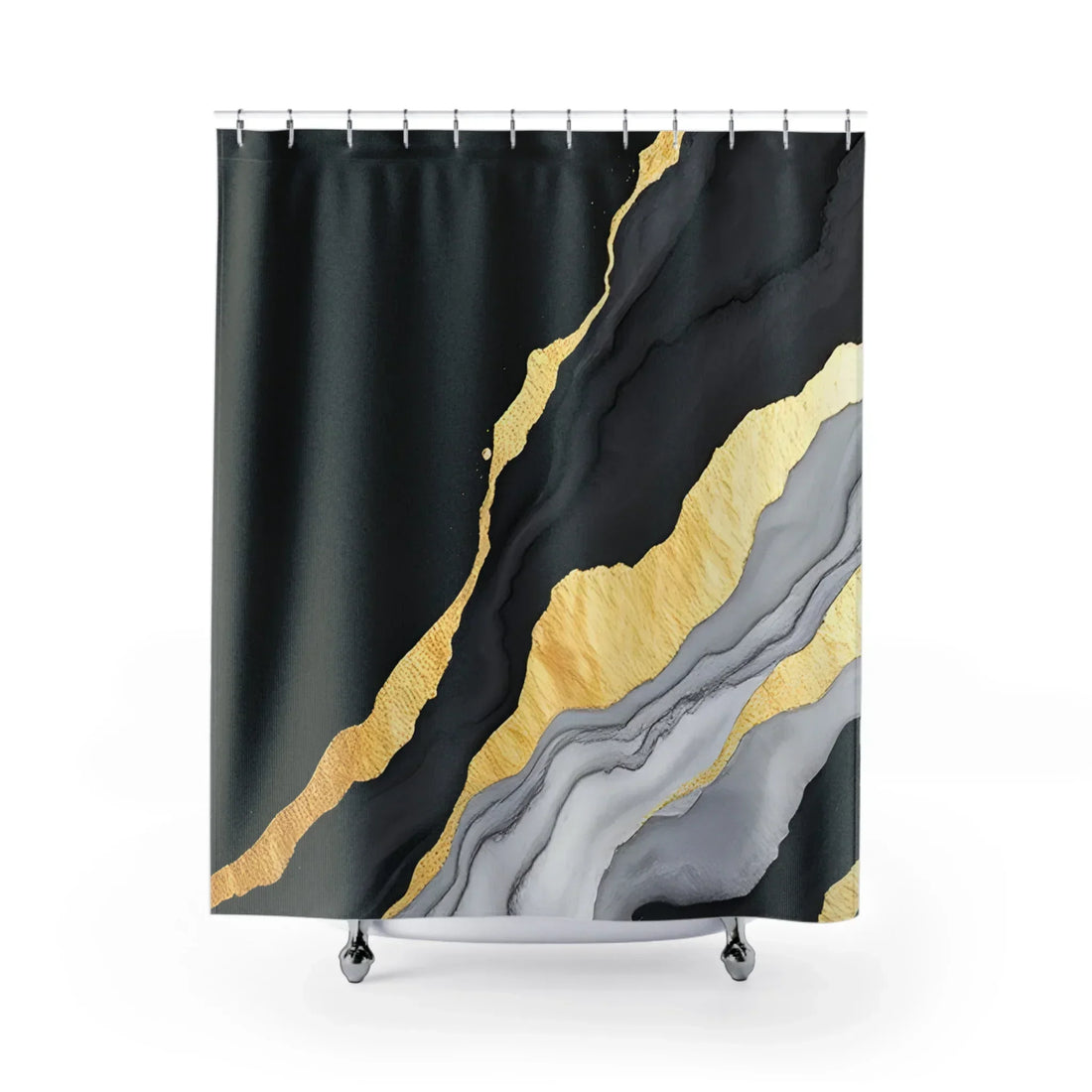 Modern Marble & Gold Elegant Shower Curtain - KarArmDesign