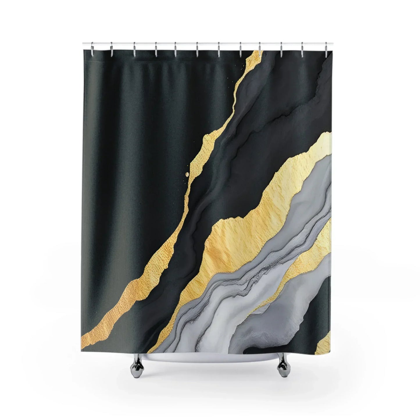 Modern Marble & Gold Elegant Shower Curtain - KarArmDesign