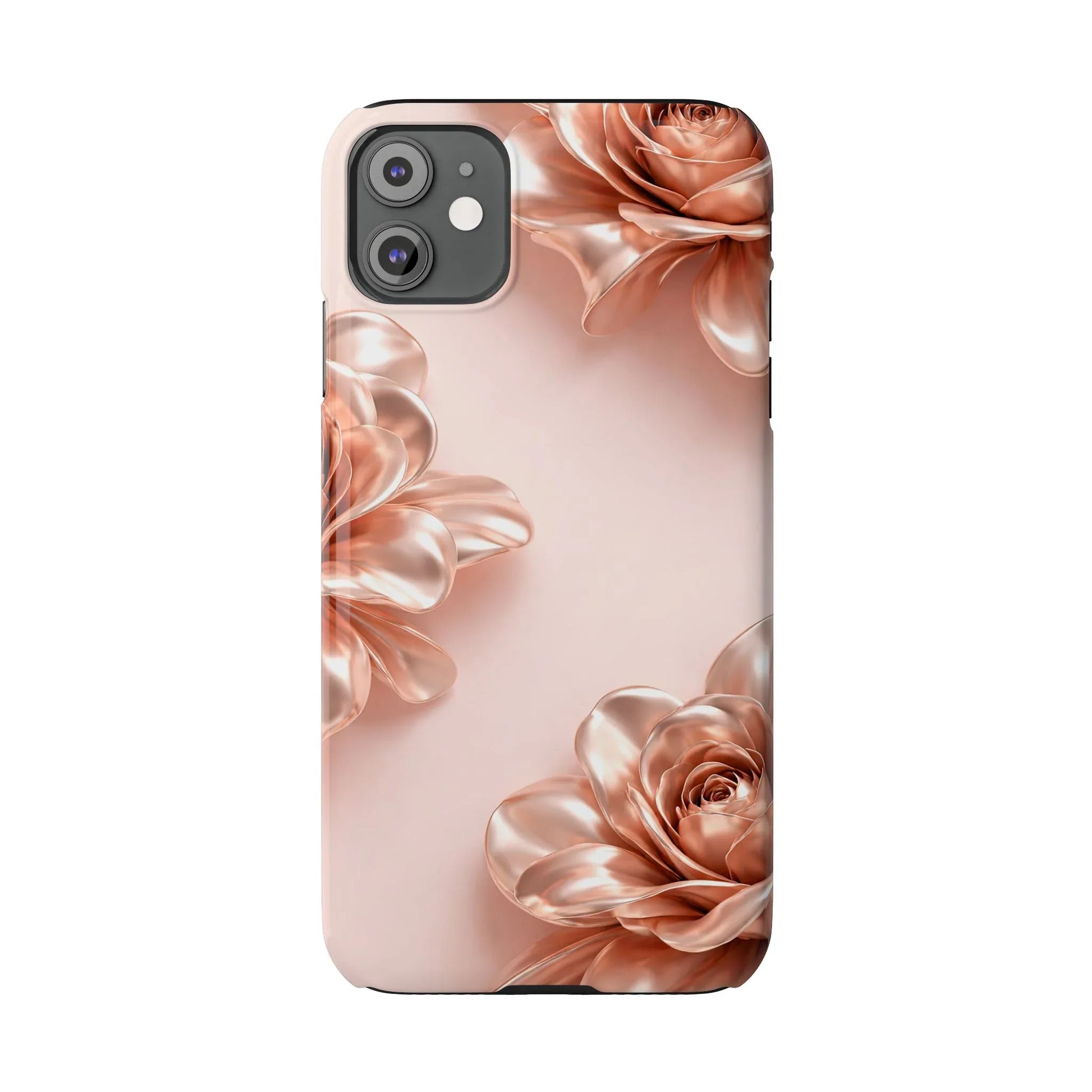 Blush Metallic Flower Case for iPhone 11-17 - KARARMDESIGN