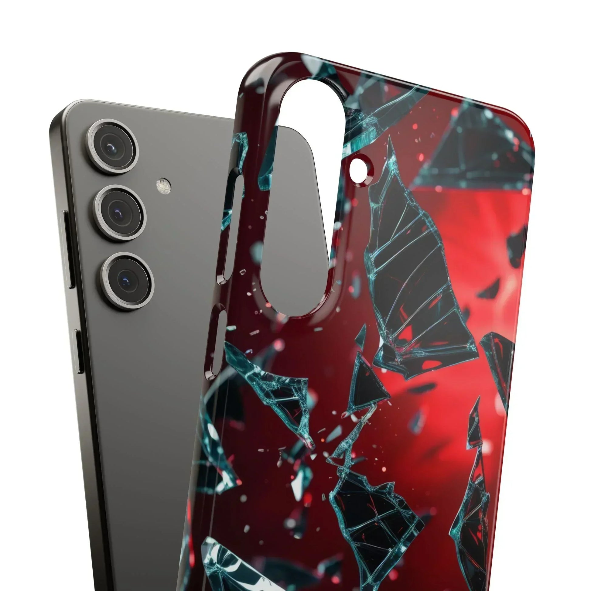 "Crimson Impact" Realistic Glass Shard Snap Phone Case for iPhone 7-16 and Samsung Galaxy S10-S24 Models - KarArmDesign