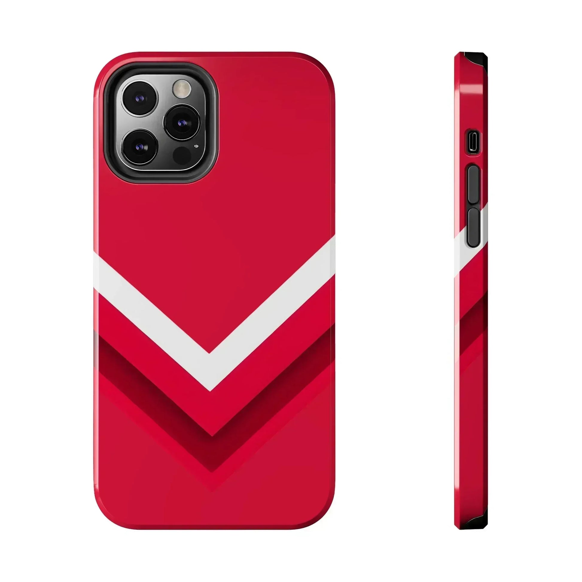 Red Chevron Armor Phone Case for iPhone 11–16 & Galaxy S21–S24 - KARARMDESIGN