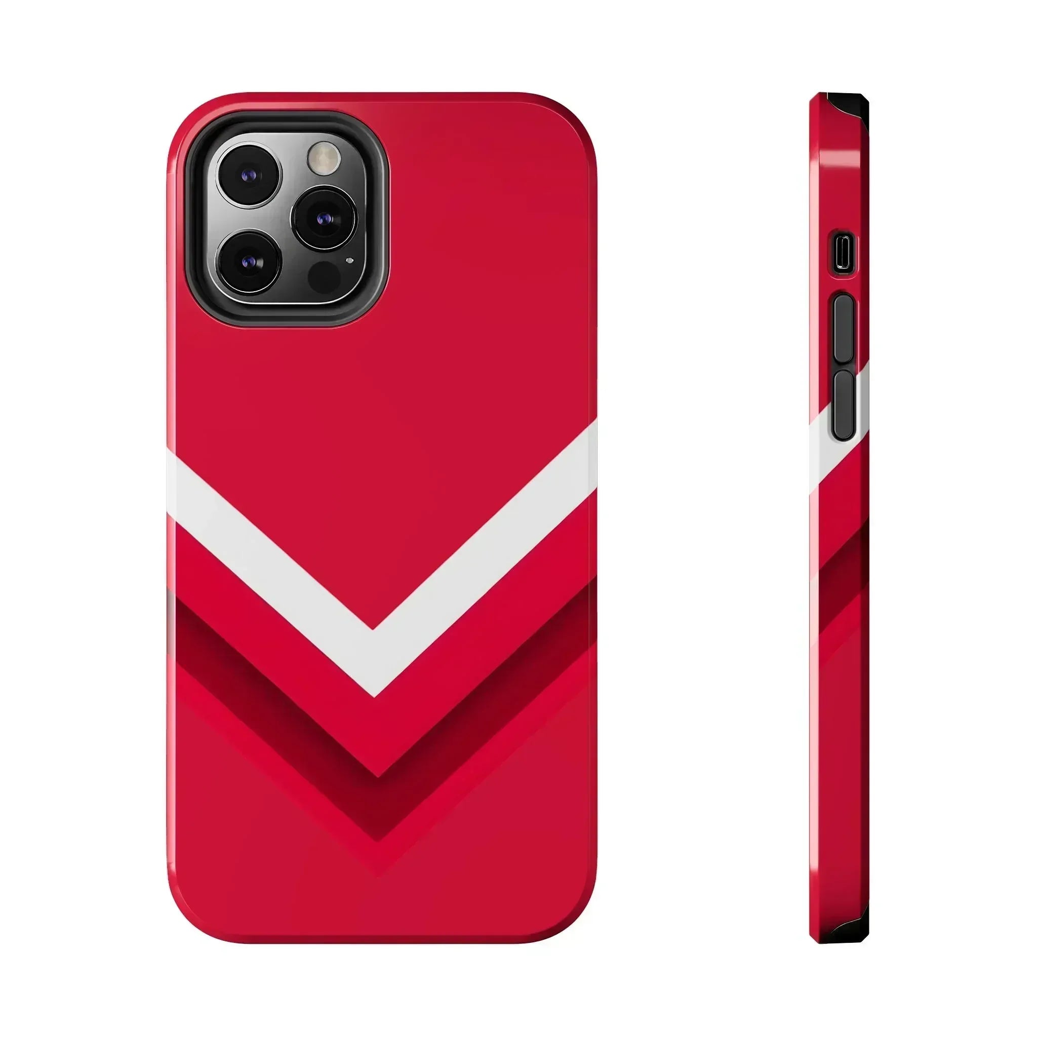 Red Chevron Armor Phone Case for iPhone 11–16 & Galaxy S21–S24 - KARARMDESIGN