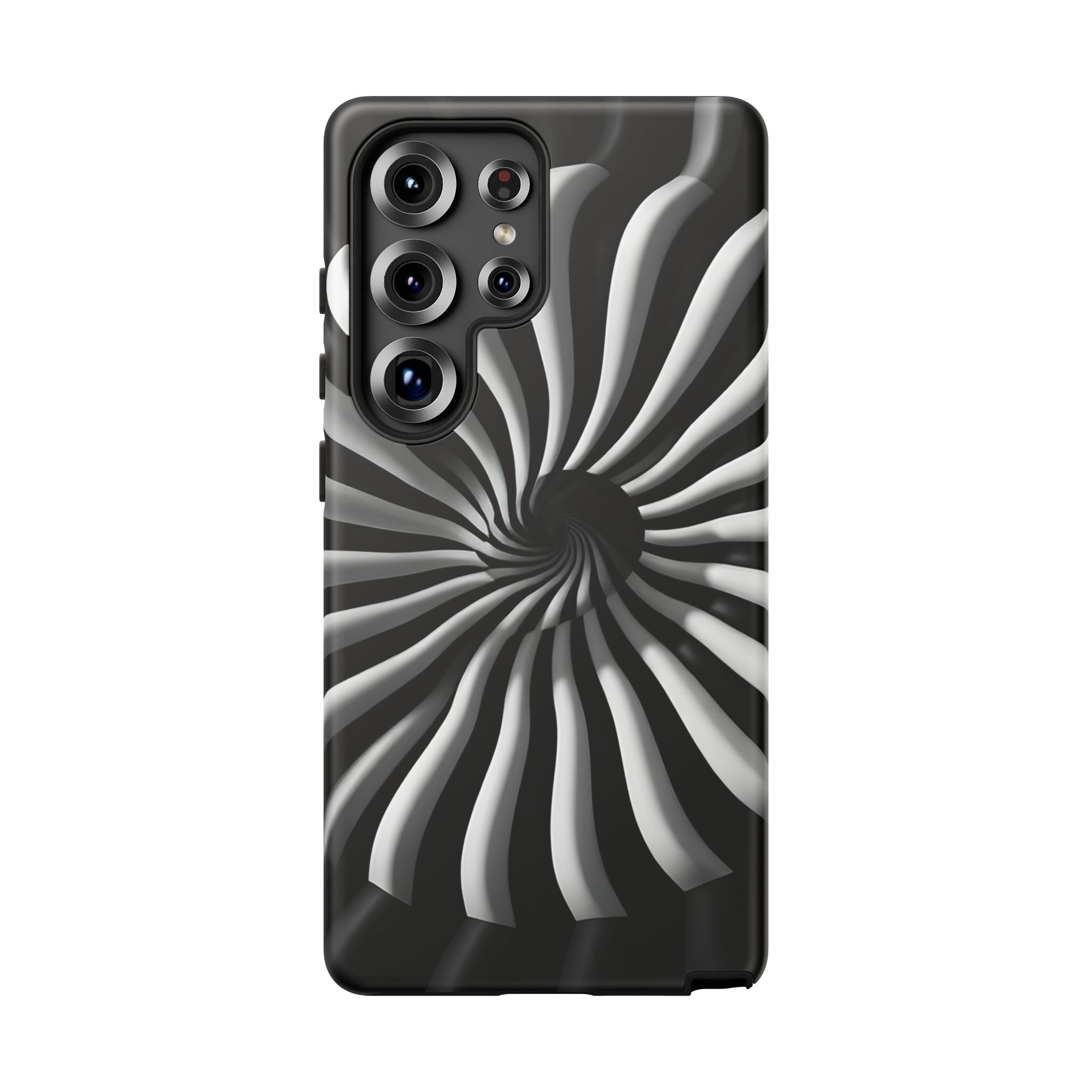 Hypnotic Black and White Spiral Phone Case – Optical Illusion Design for iPhone & Galaxy
