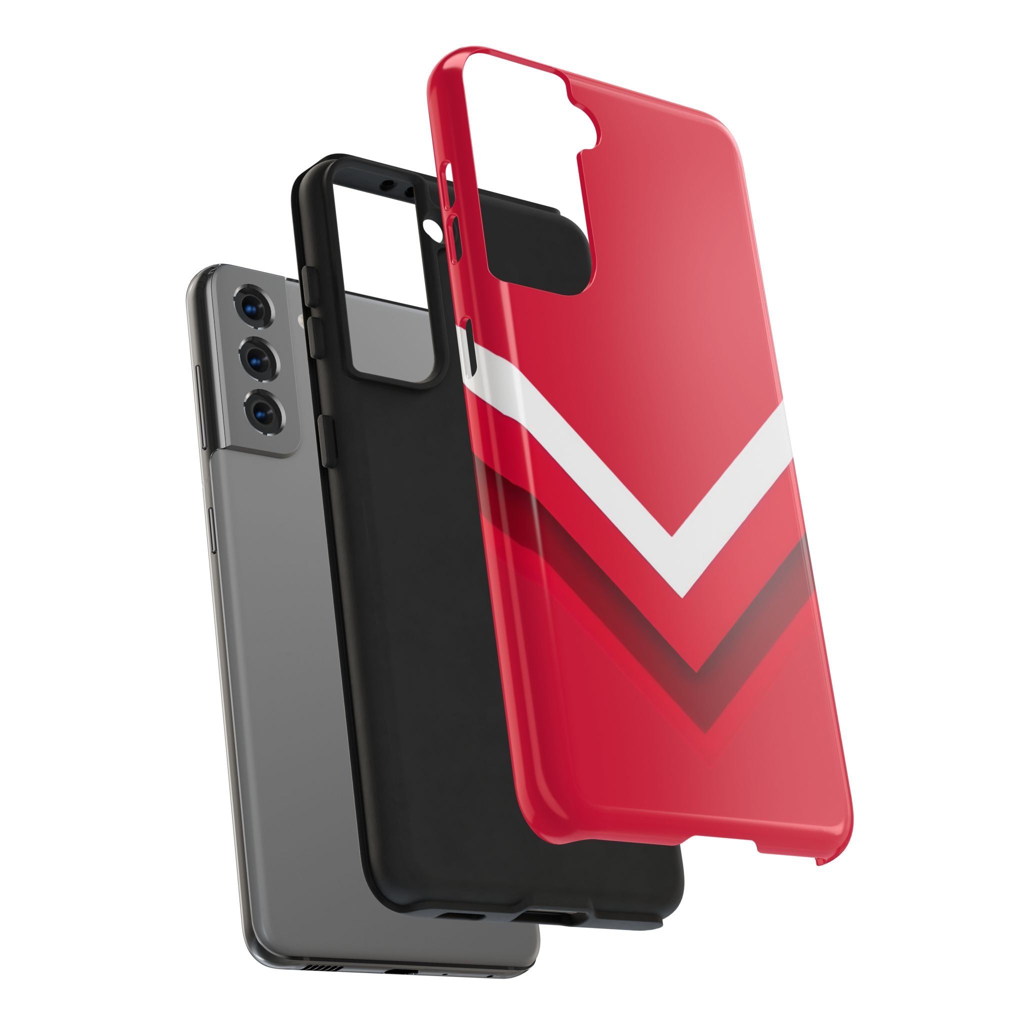 Red Chevron Armor Phone Case for iPhone 11–16 & Galaxy S21–S24