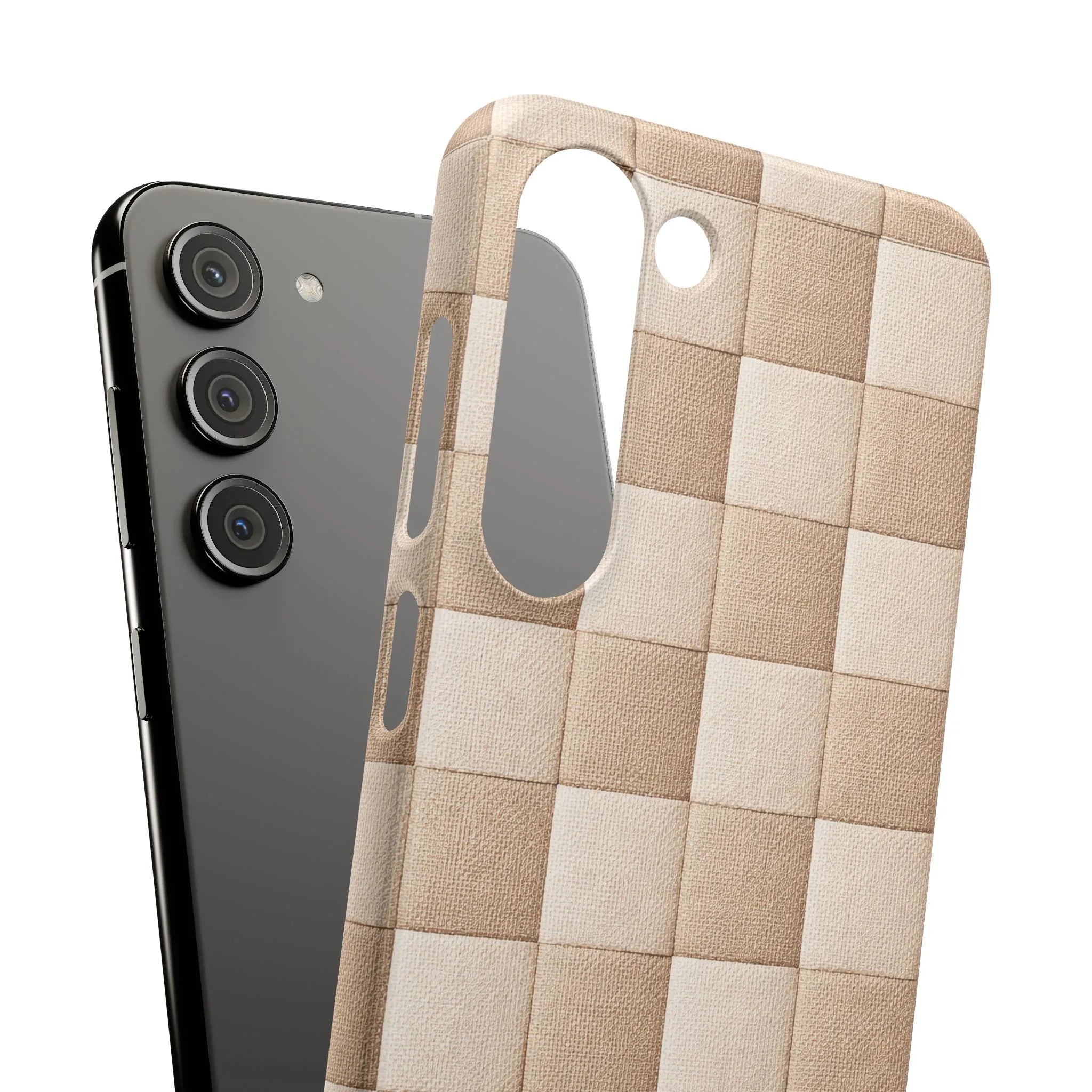 Beige Woven Phone Case for iPhone 11-17 and Galaxy S20-S25 - KARARMDESIGN