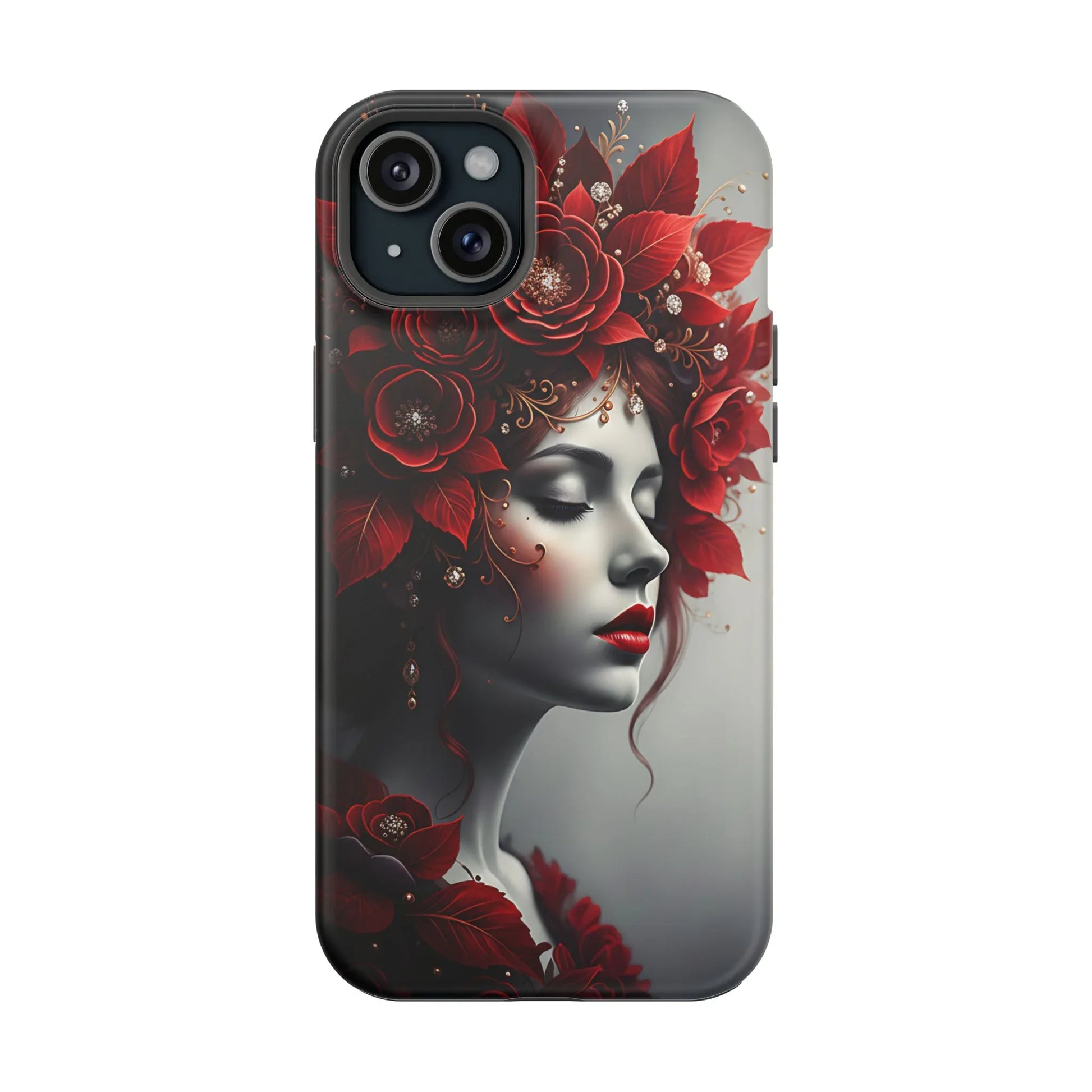 Scarlet Bloom Portrait Phone Case for iPhone 13-17 - KARARMDESIGN