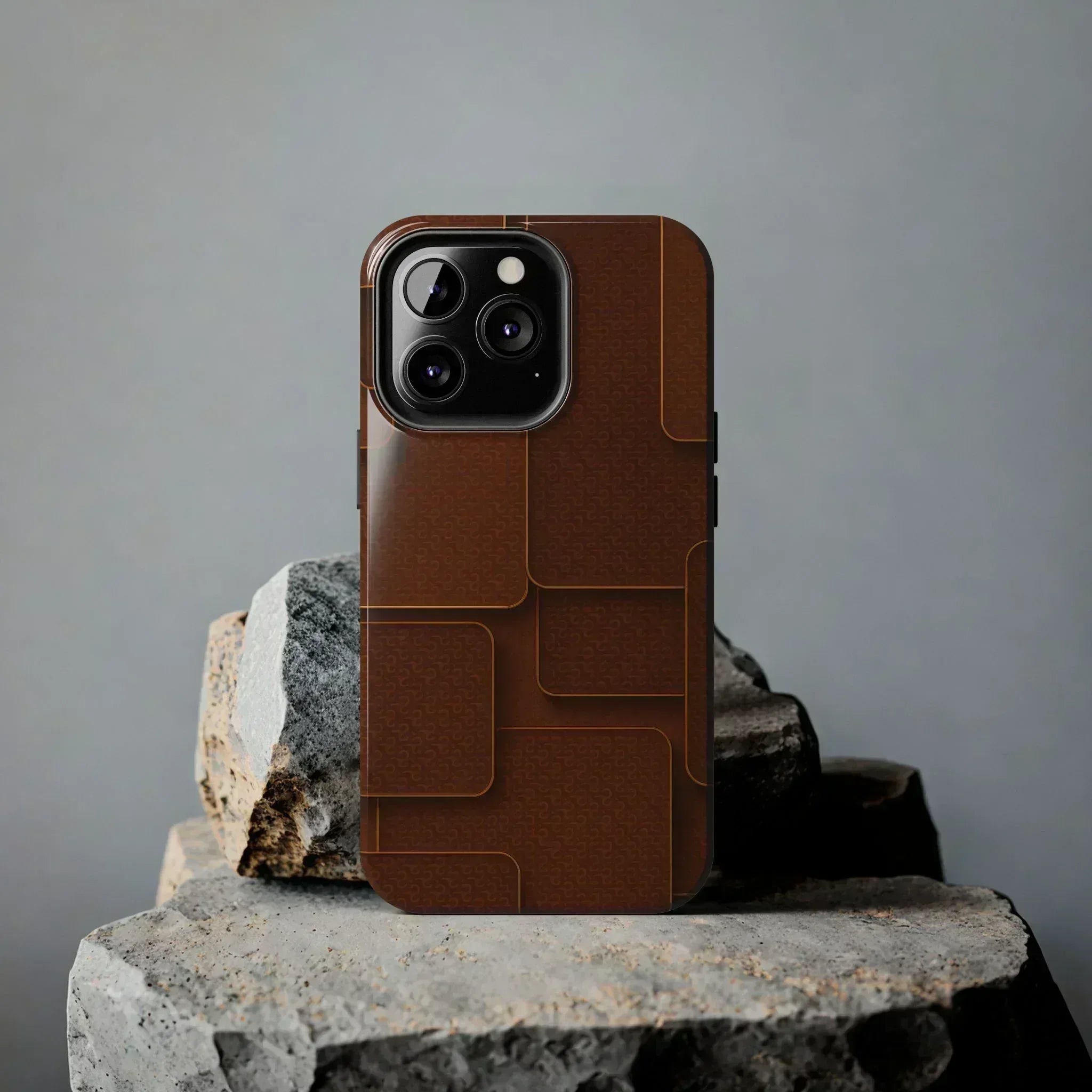 Textured Brown Phone Case for iPhone 7-16 and Samsung Galaxy S21-S24 - KARARMDESIGN