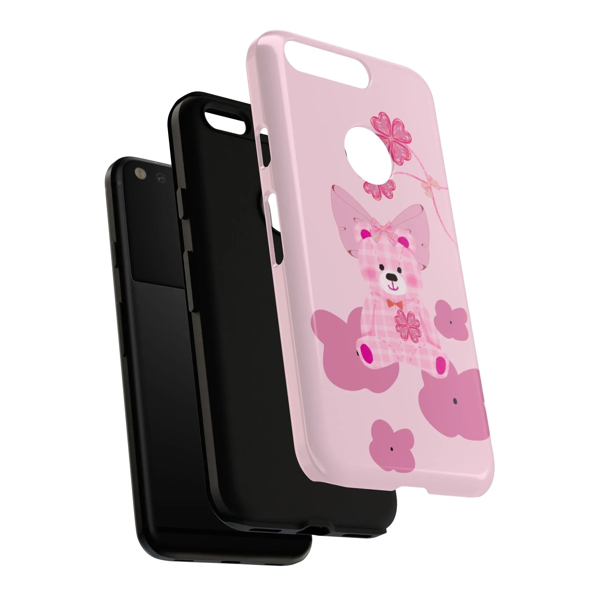 Pink Teddy Bear Phone Cases for iPhone, Pixel and Galaxy - KARARMDESIGN