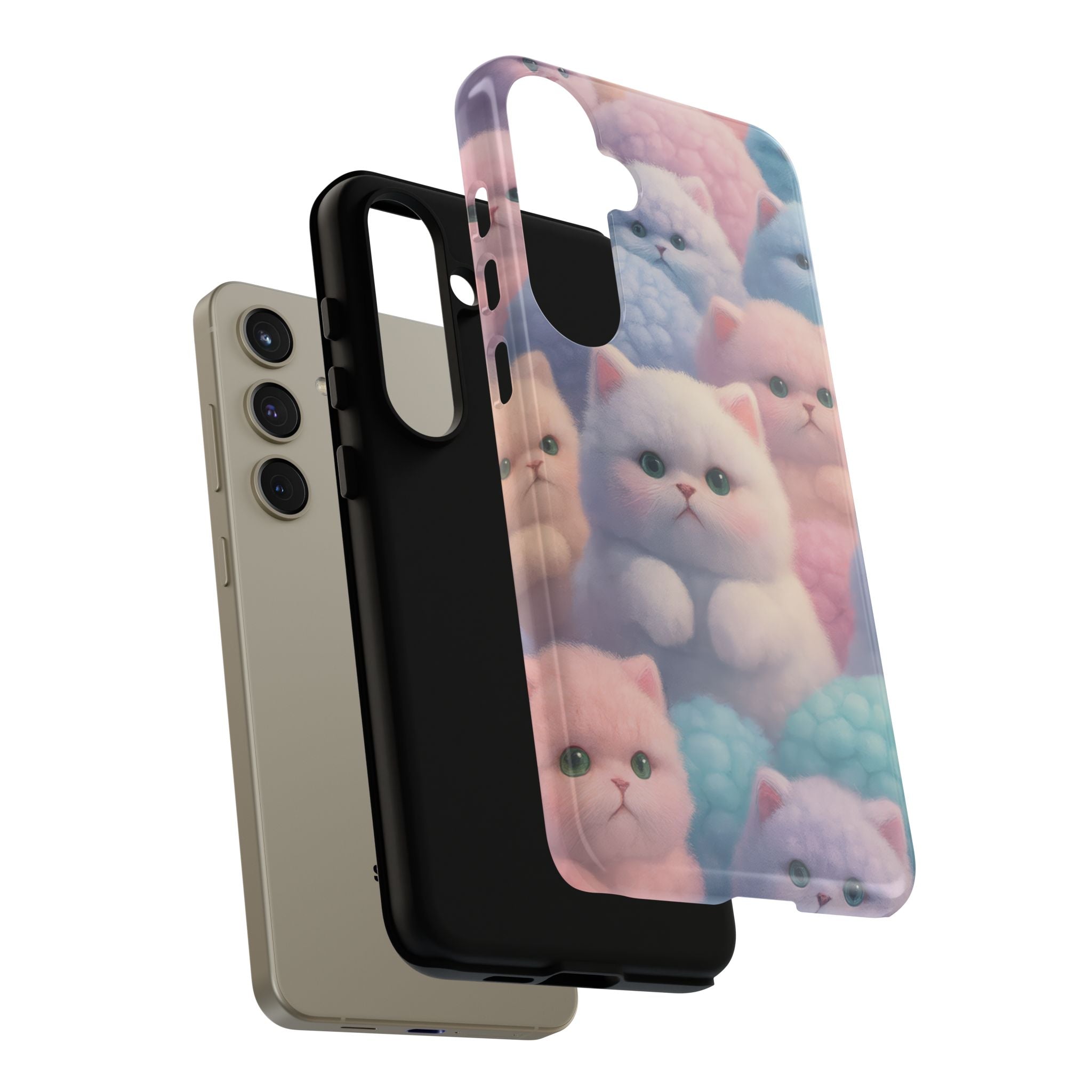 Pastel Kitten Phone Case for iPhone 8-17 and Samsung Galaxy S10-S25 Models - KARARMDESIGN