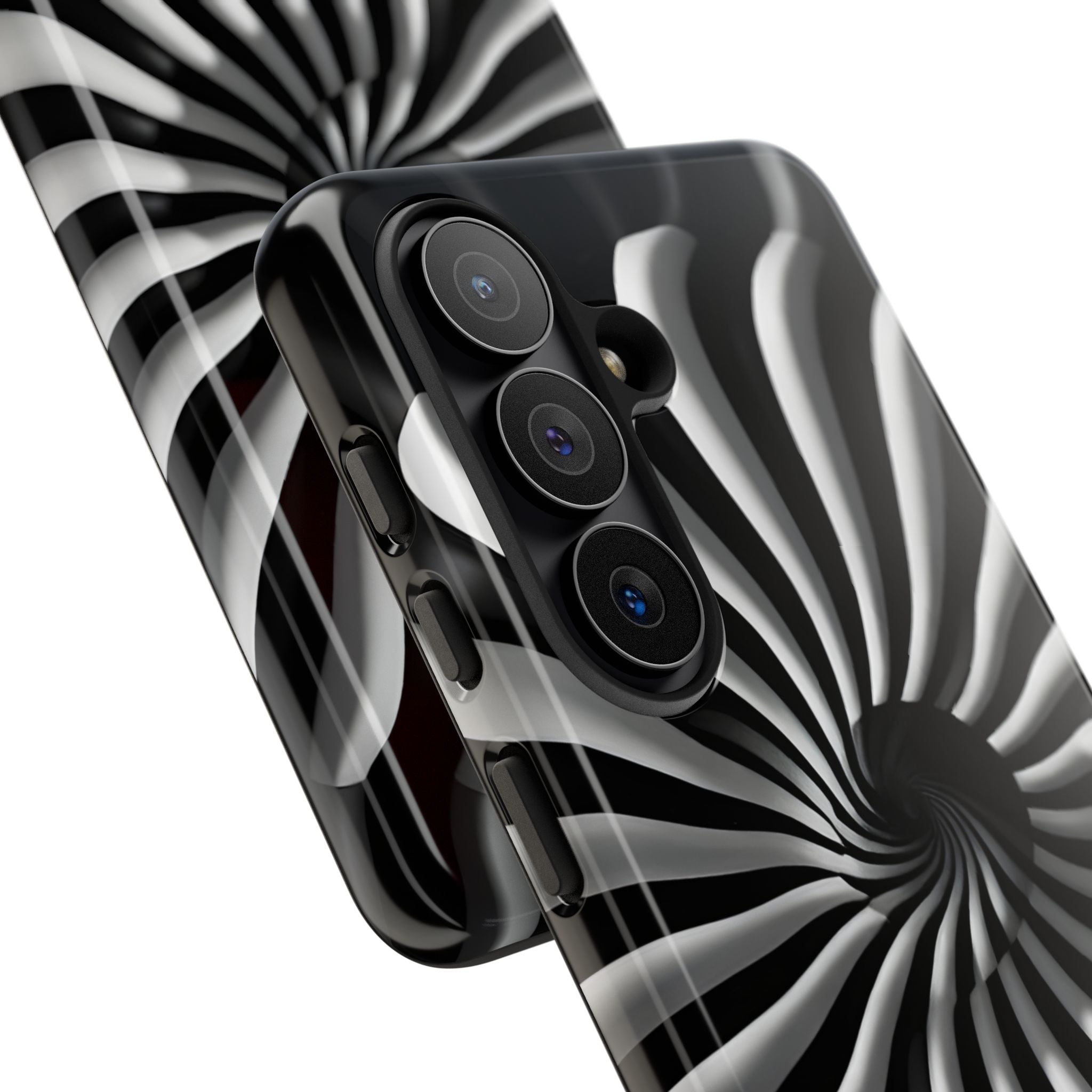 Hypnotic Black and White Spiral Phone Case – Optical Illusion Design for iPhone & Galaxy