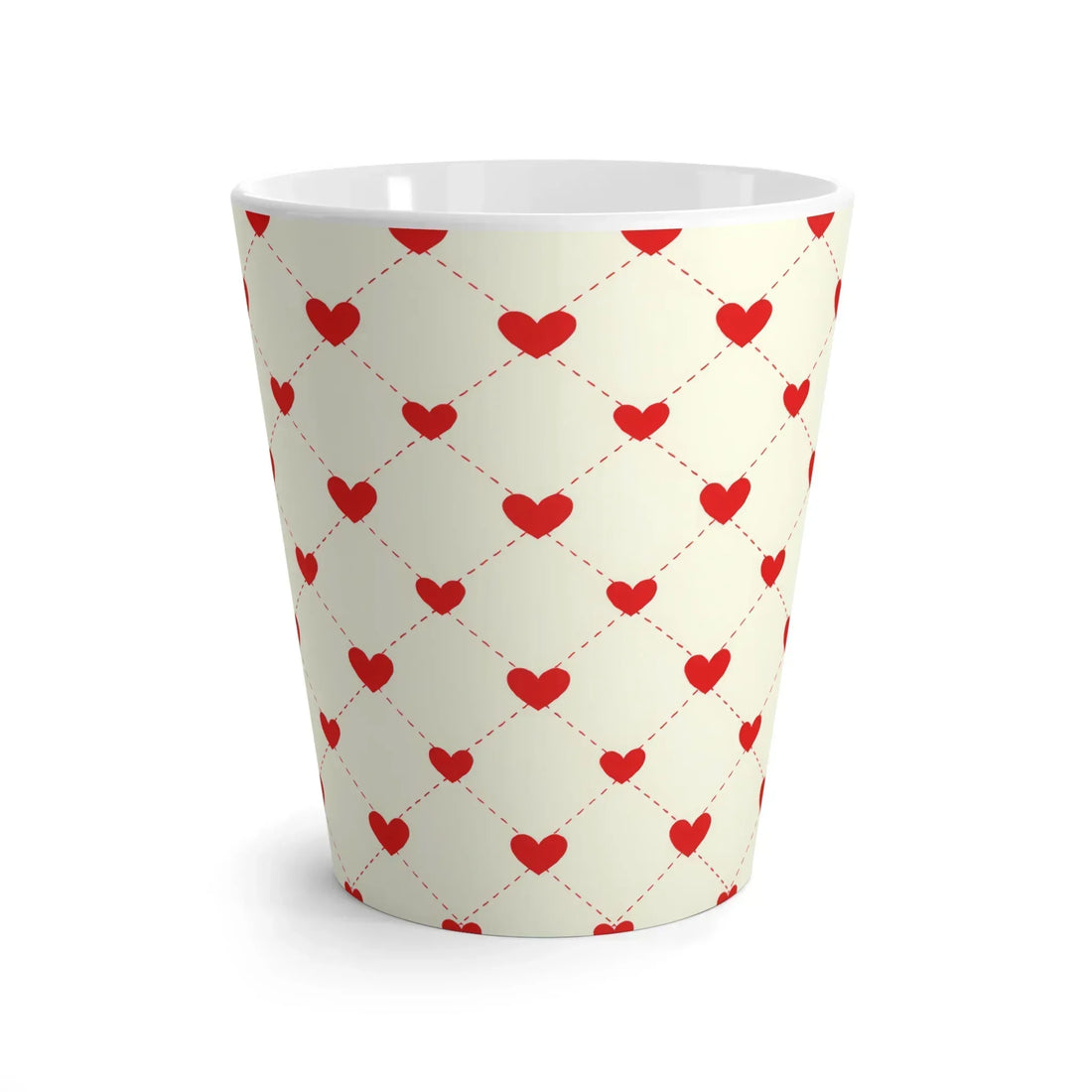 Red Heart Grid Latte Mug (12oz) - KARARMDESIGN