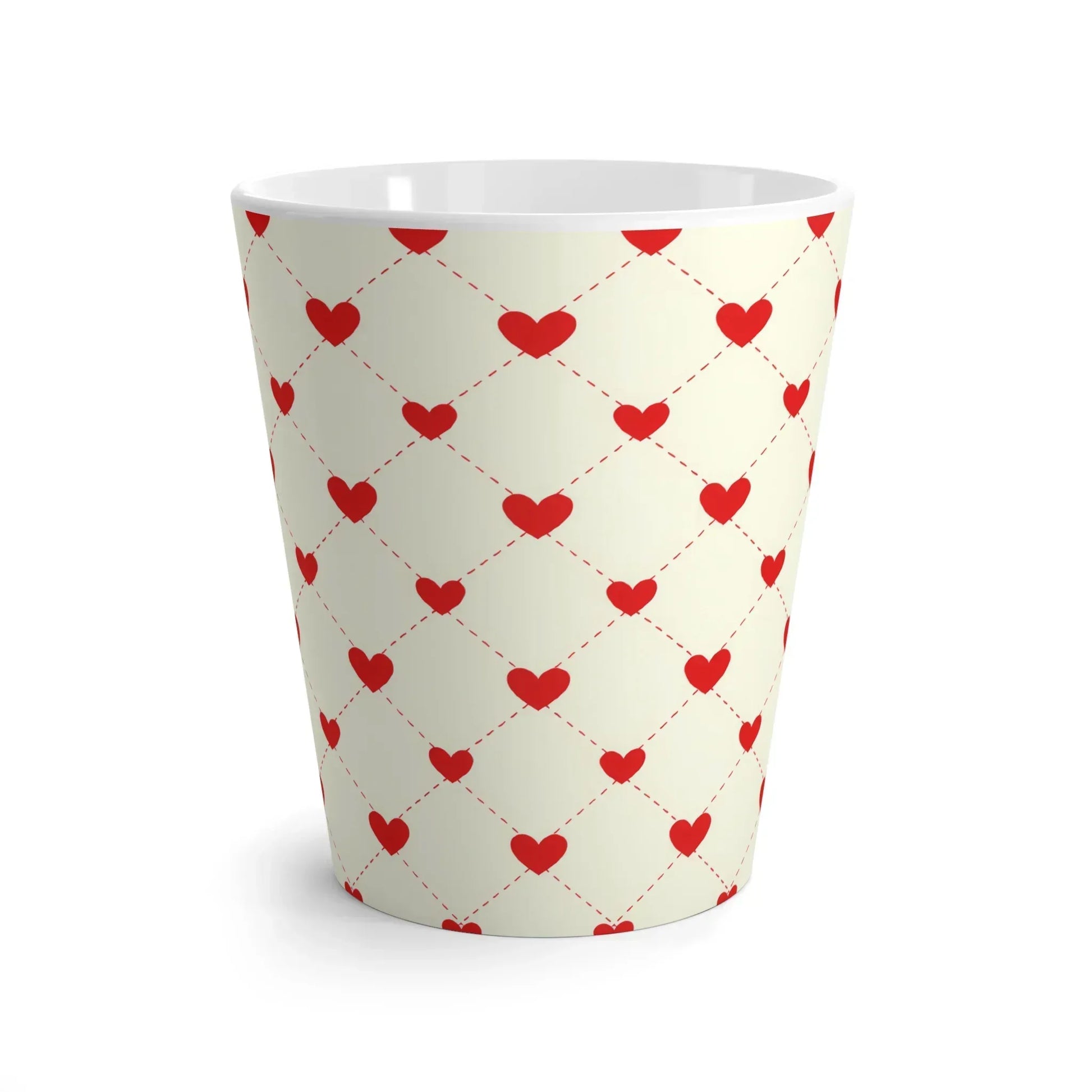 Red Heart Grid Latte Mug (12oz) - KARARMDESIGN