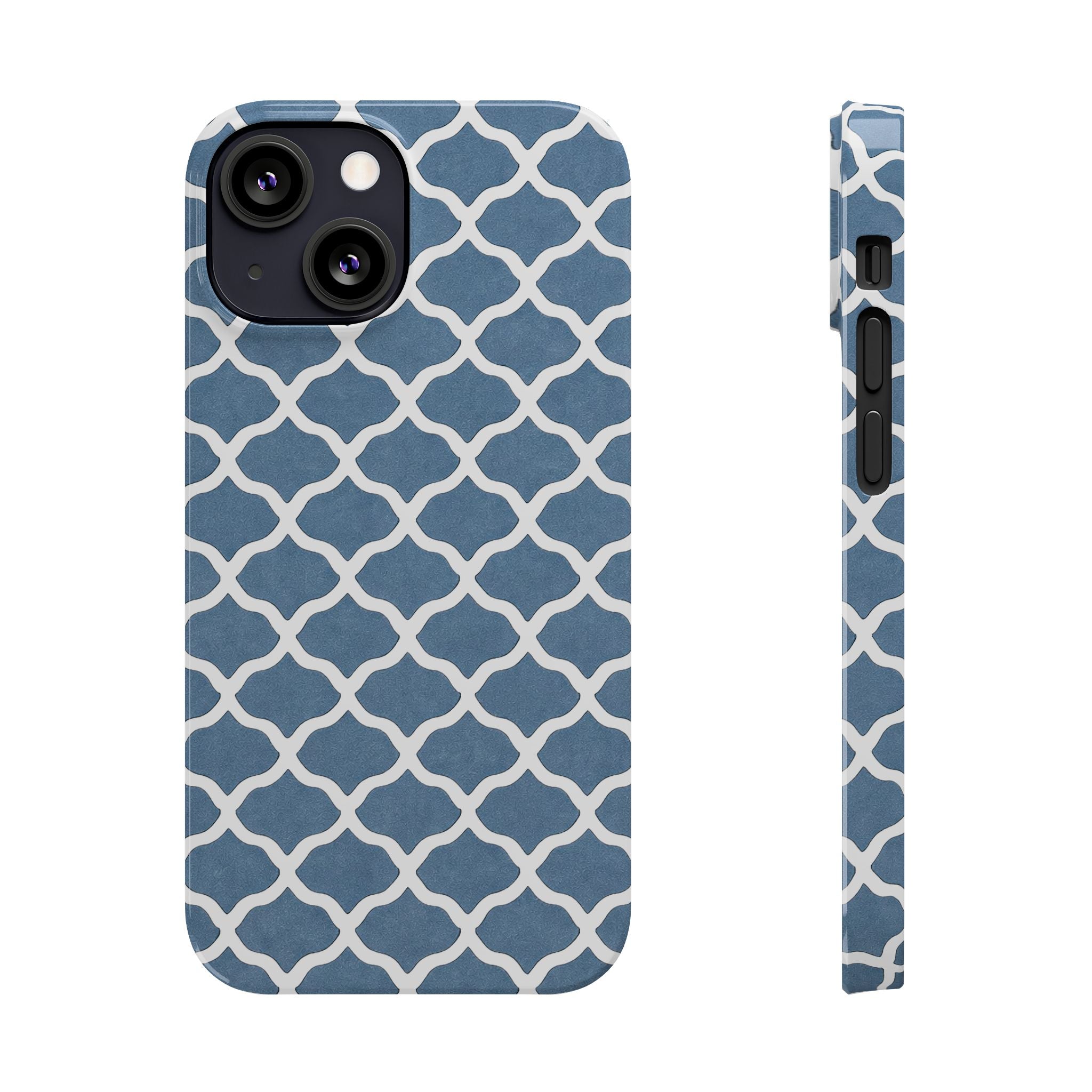 Azure Lattice Pattern Phone Case Slim Phone Cases for iPhone 11-17