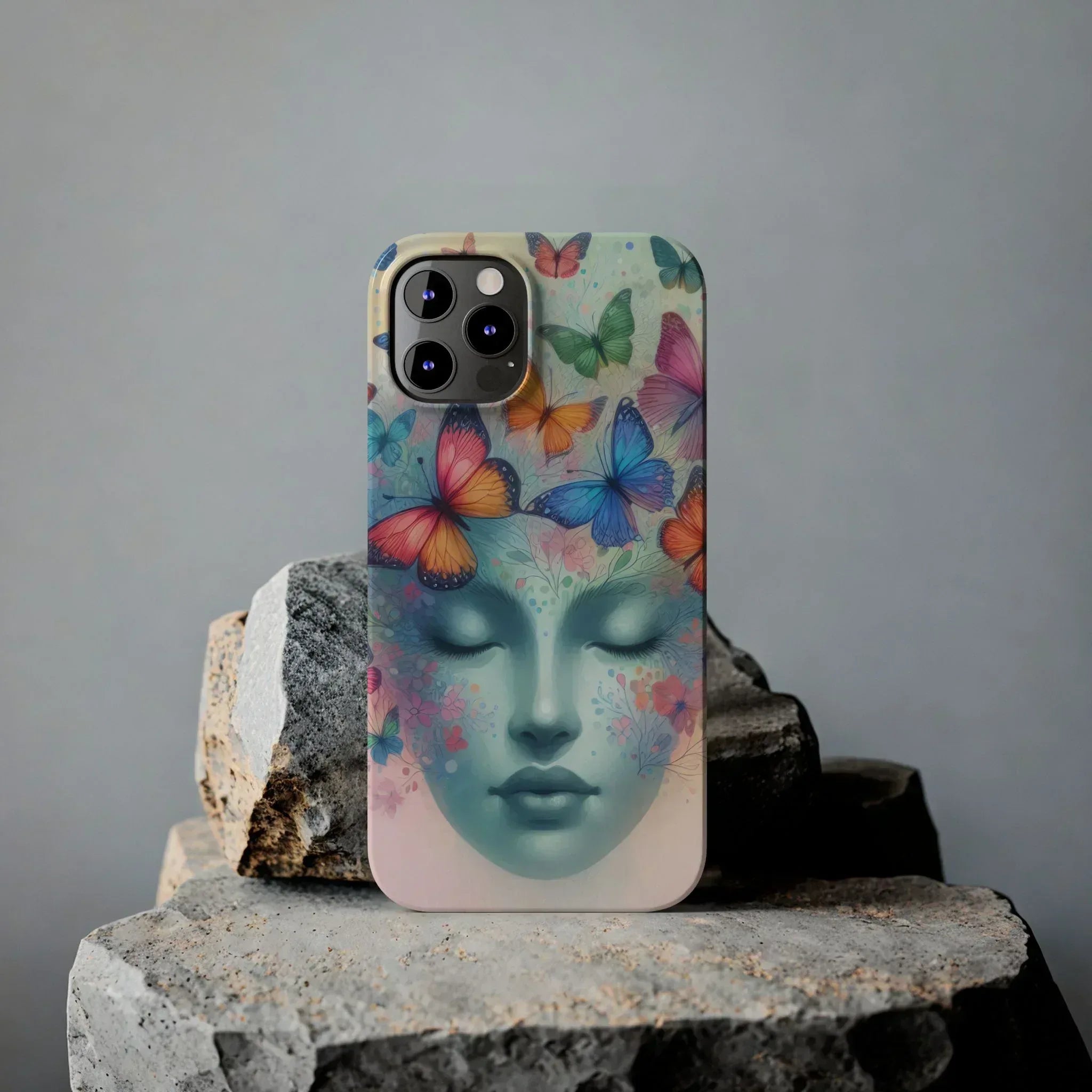 Butterfly Bloom Dreamy Woman Phone Case for iPhone - KARARMDESIGN