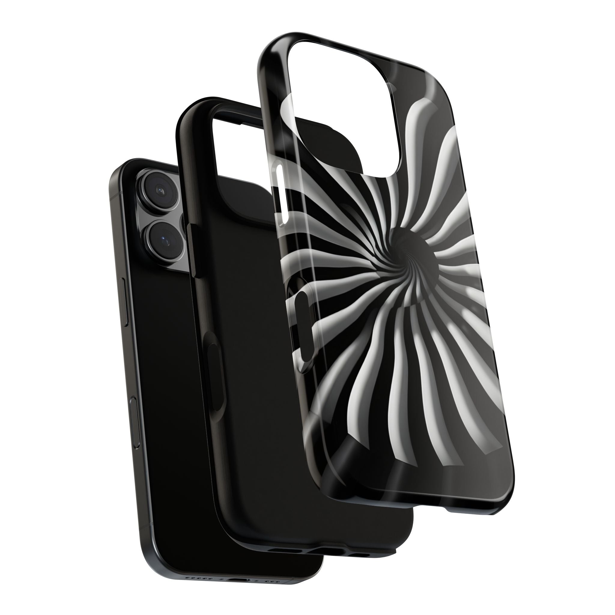 Hypnotic Black and White Spiral Phone Case – Optical Illusion Design for iPhone & Galaxy