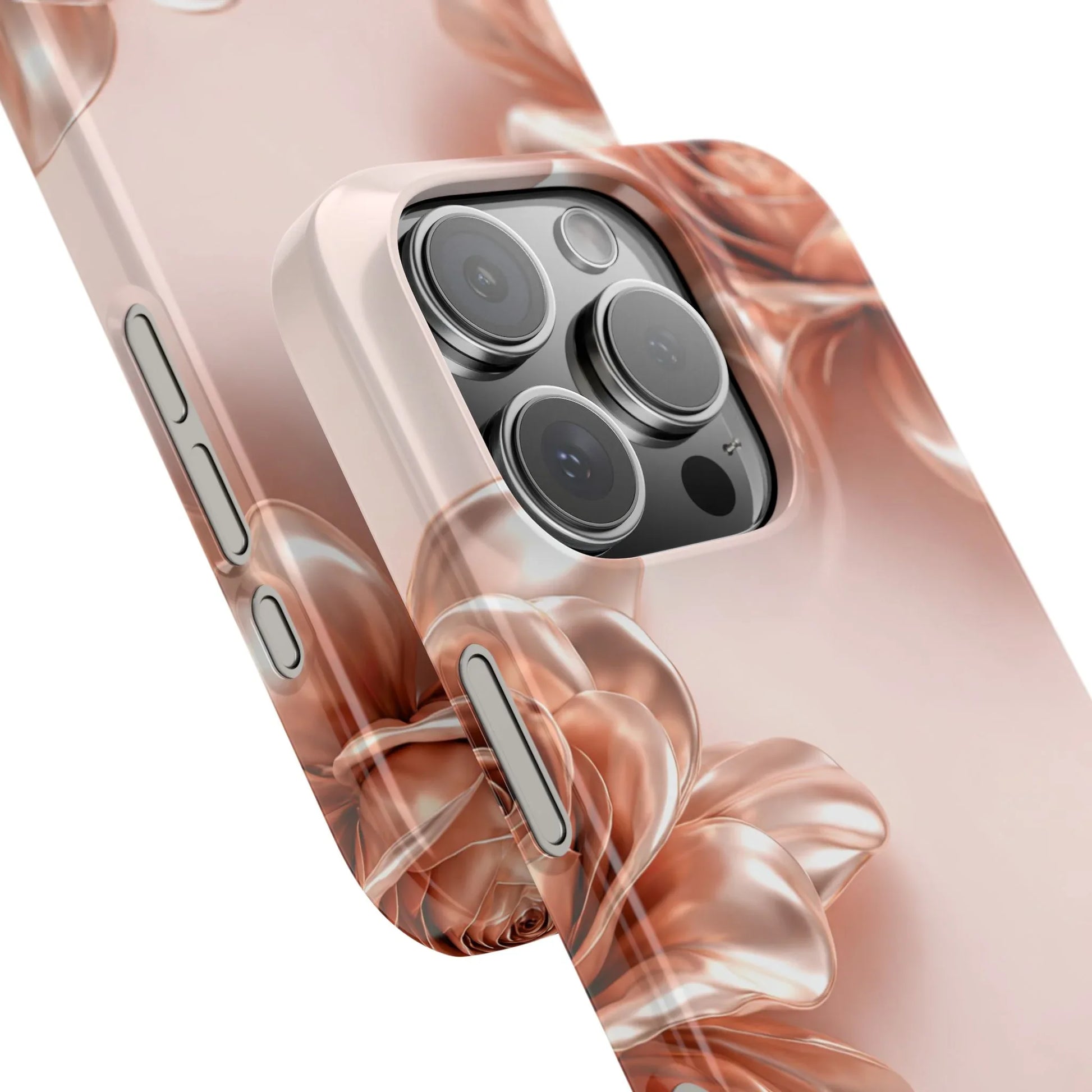 Blush Metallic Flower Case for iPhone 11-17 - KARARMDESIGN