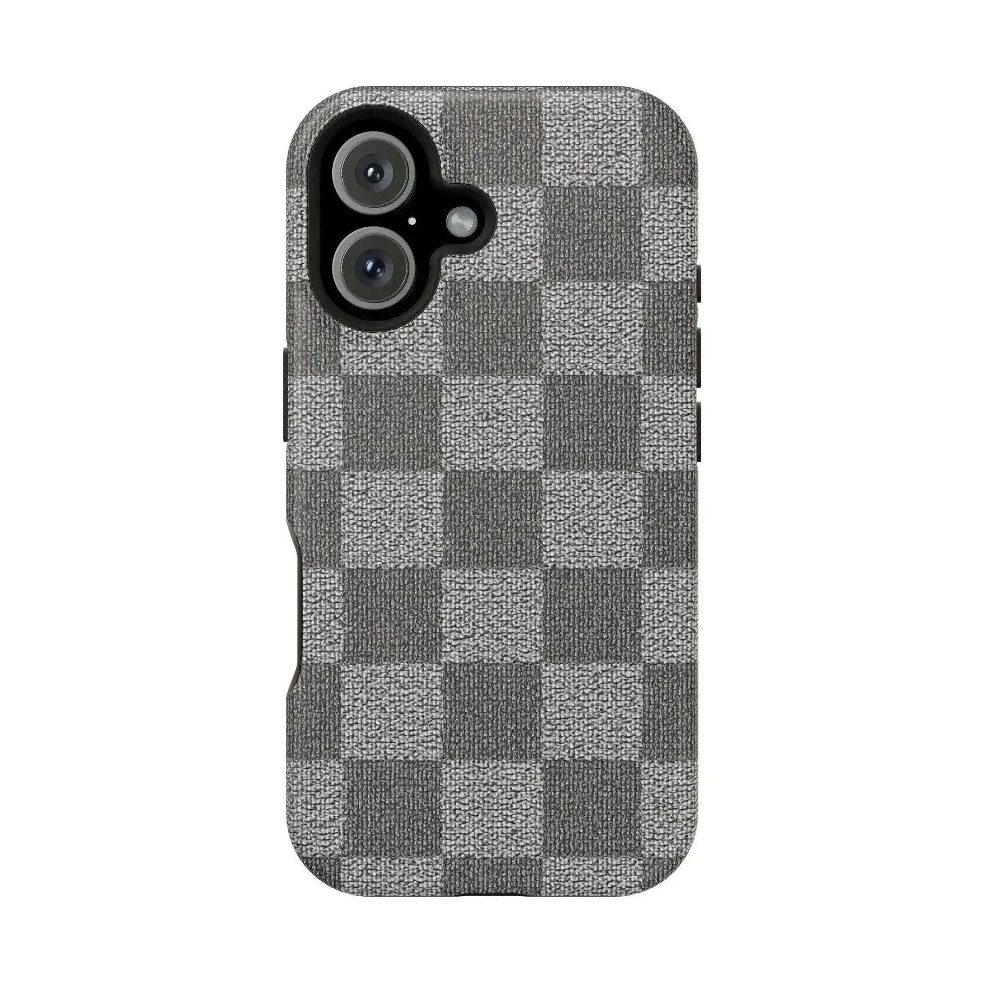 Gray Checkered Phone Case for iPhone 12-16 and Galaxy S21-S22 - KARARMDESIGN