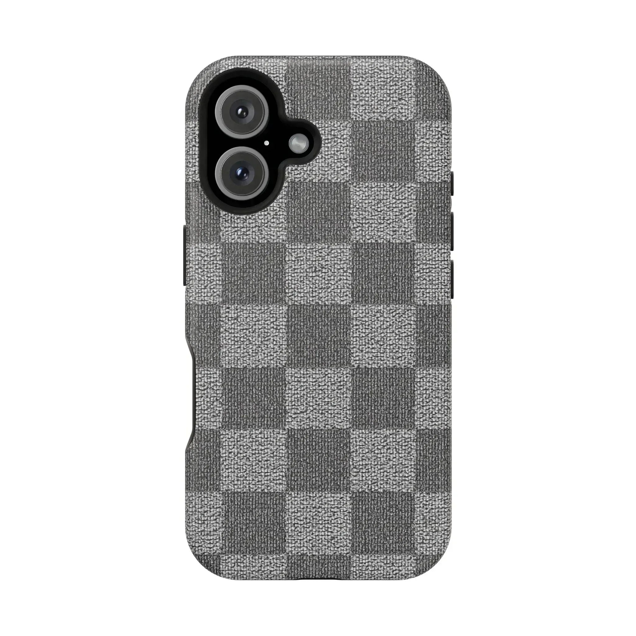 Gray Checkered Phone Case for iPhone 12-16 and Galaxy S21-S22 - KARARMDESIGN