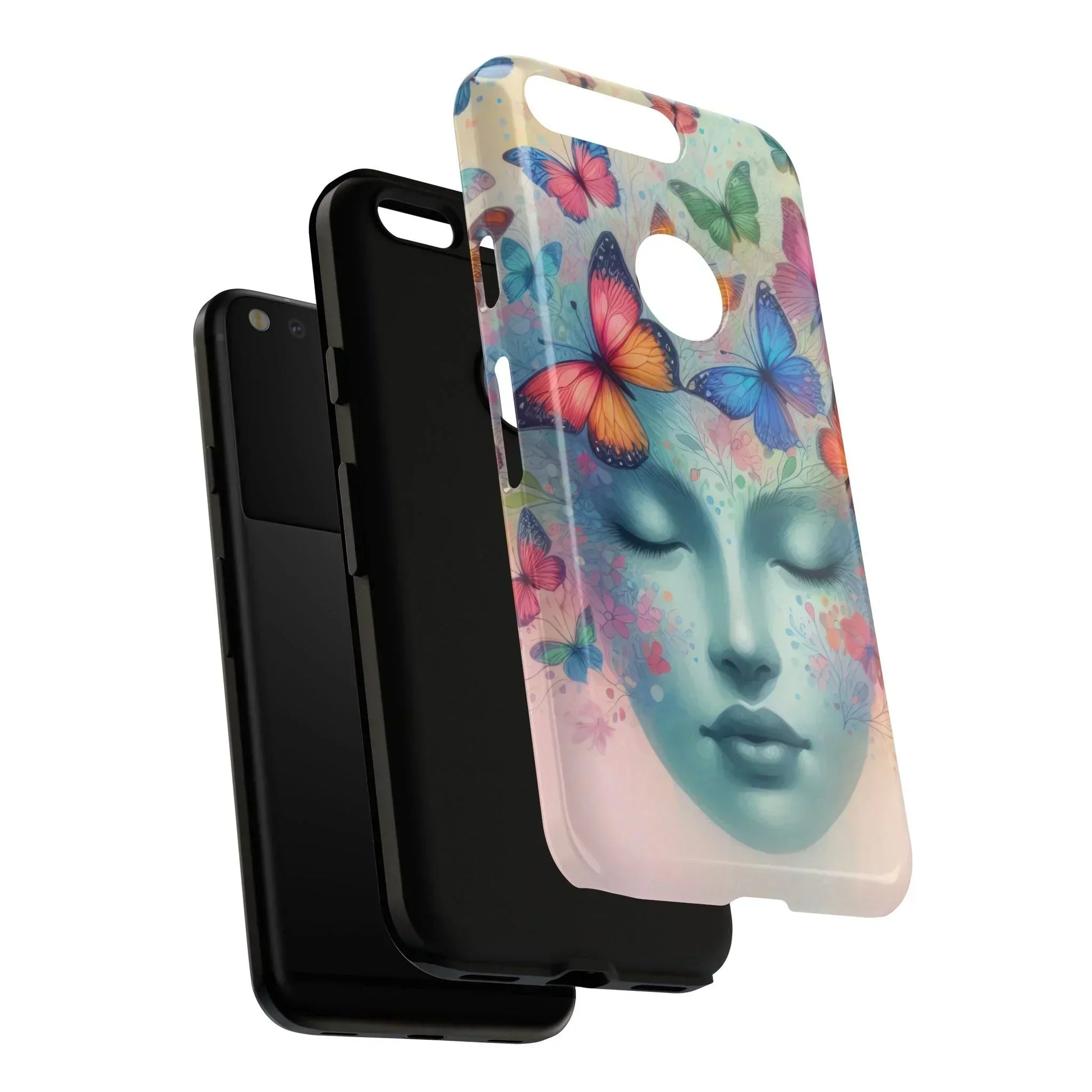 Butterfly Bloom Dreamy Woman Phone Case for Galaxy and Pixel - KarArmDesign