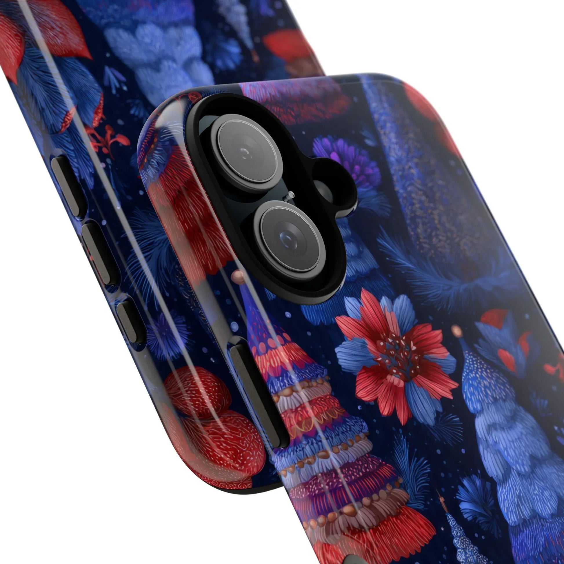 Midnight Blue Christmas Forest Phone Case for iPhone 8-17 and Galaxy S21–S25 - KARARMDESIGN